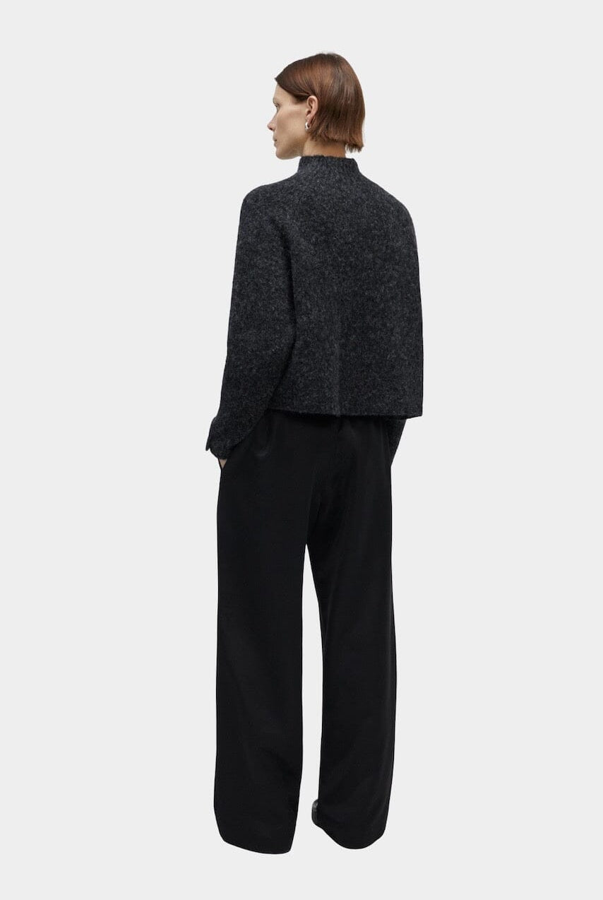 Cordera - Baby Alpaca Polo Sweater - Anthracite - Knitwear - YUCCA, Yucca store Denver,  women’s high quality sweaters.