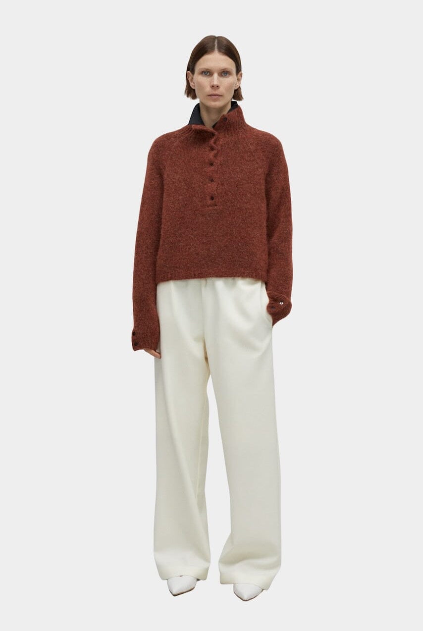 CORDERA - Baby Alpaca Polo Sweater - Terracotta - Knitwear - YUCCA, women’s clothing boutique near me, boutiques near me.