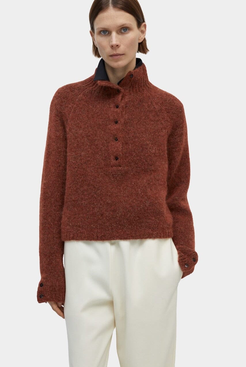 CORDERA - Baby Alpaca Polo Sweater - Terracotta - Knitwear - YUCCA, women’s clothing boutique near me, boutiques near me.