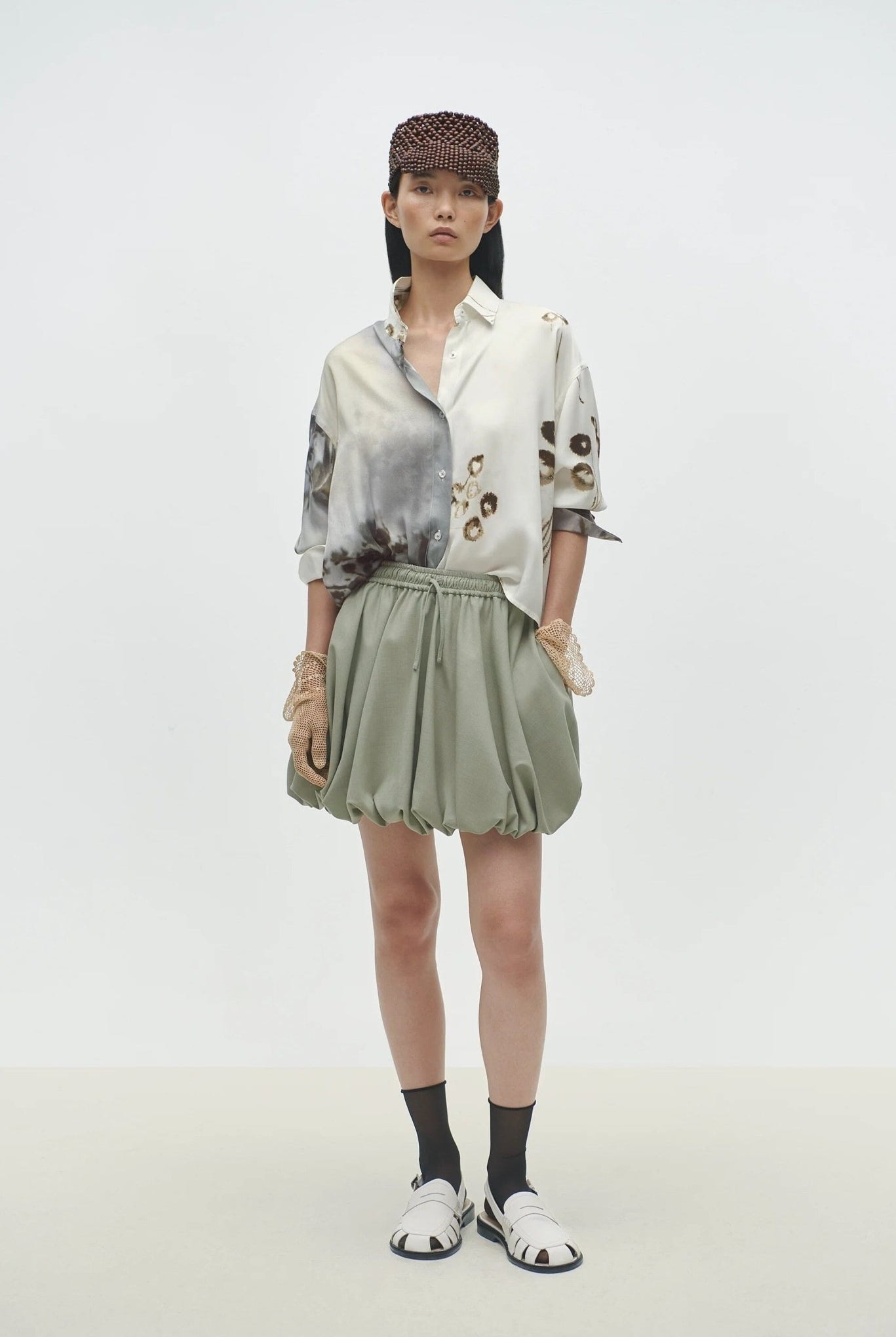 Cordera - Balloon Mini Skirt - Salvia - Skirts - YUCCA, boutique stores near me, capsule wardrobe, fashion for women over 50.