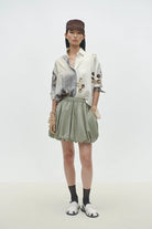 Cordera | Balloon Mini Skirt In Salvia - SHOP YUCCA Skirts CORDERA - YUCCA Artistic clothing for women, boutique near me, boutique stores near me, capsule wardrobe, fashion for women over 50