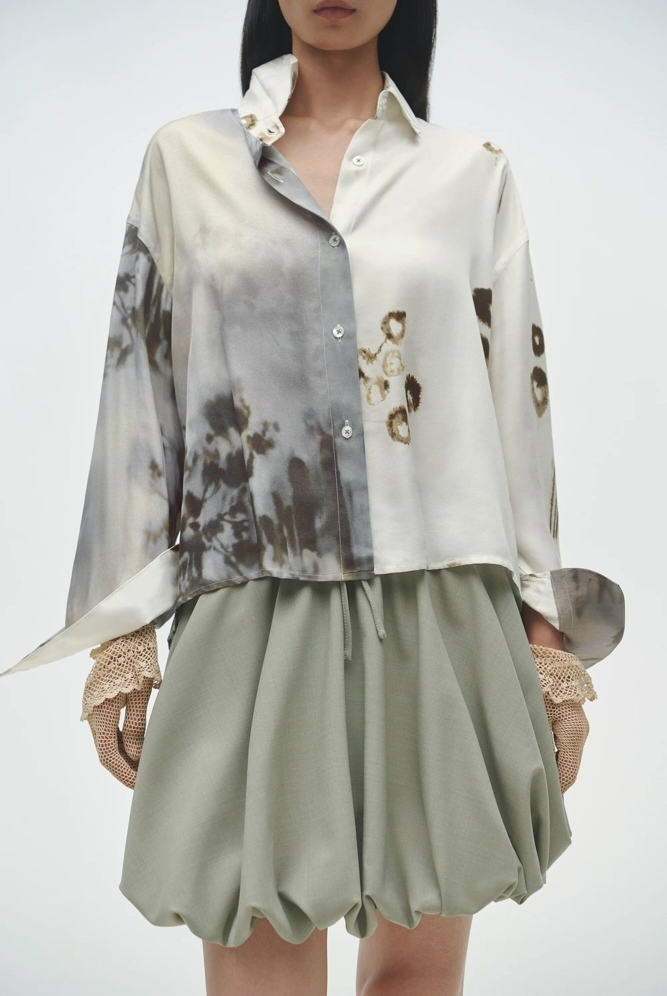 Cordera - Balloon Mini Skirt - Salvia - Skirts - YUCCA, boutique stores near me, capsule wardrobe, fashion for women over 50.