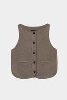 Cordera | Boat-Neck Waistcoat In Taupe - SHOP YUCCA Vest CORDERA - YUCCA Yucca store Denver, women’s clothing boutique near me, high quality capsule wardrobe, boutiques near me, women’s high quality tops