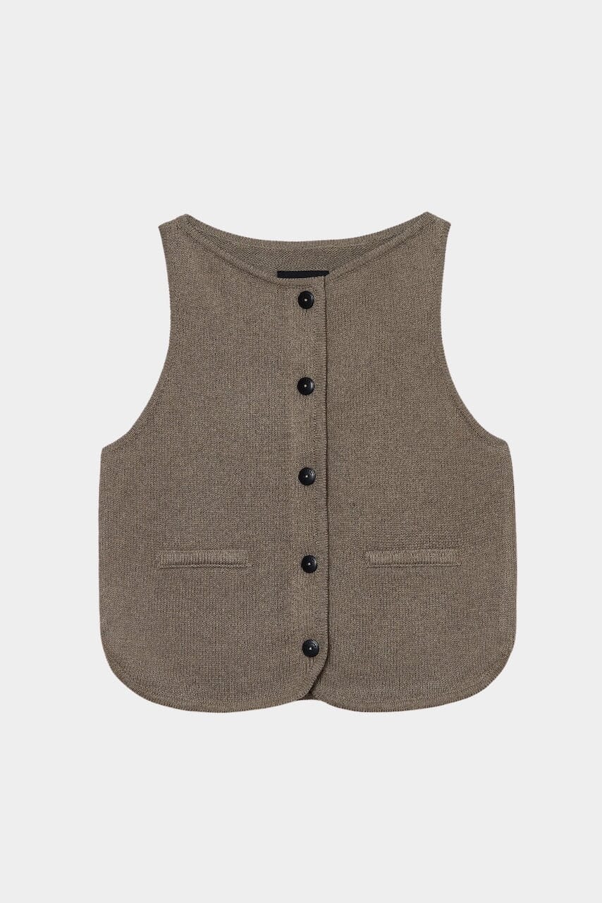 Cordera | Boat-Neck Waistcoat In Taupe - SHOP YUCCA Vest CORDERA - YUCCA Yucca store Denver, women’s clothing boutique near me, high quality capsule wardrobe, boutiques near me, women’s high quality tops