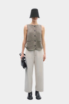 Cordera | Boat-Neck Waistcoat In Taupe - SHOP YUCCA Vest CORDERA - YUCCA Yucca store Denver, women’s clothing boutique near me, high quality capsule wardrobe, boutiques near me, women’s high quality tops