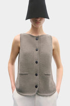 Cordera | Boat-Neck Waistcoat In Taupe - SHOP YUCCA Vest CORDERA - YUCCA Yucca store Denver, women’s clothing boutique near me, high quality capsule wardrobe, boutiques near me, women’s high quality tops
