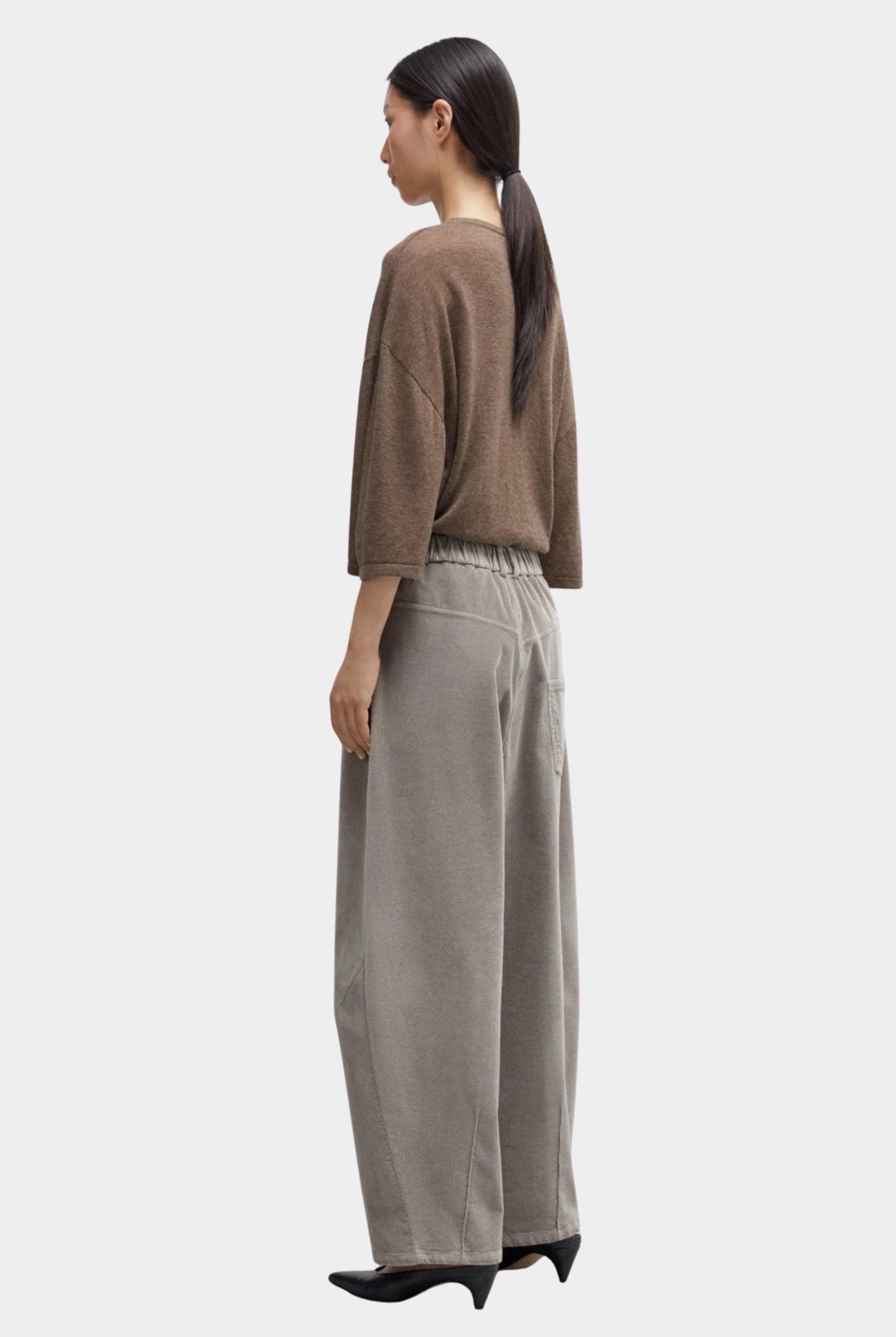 Cordera - Corduroy Baggy Pants - Cobblestone - Pants - YUCCA, chic outfits for women, women’s clothing store Denver.