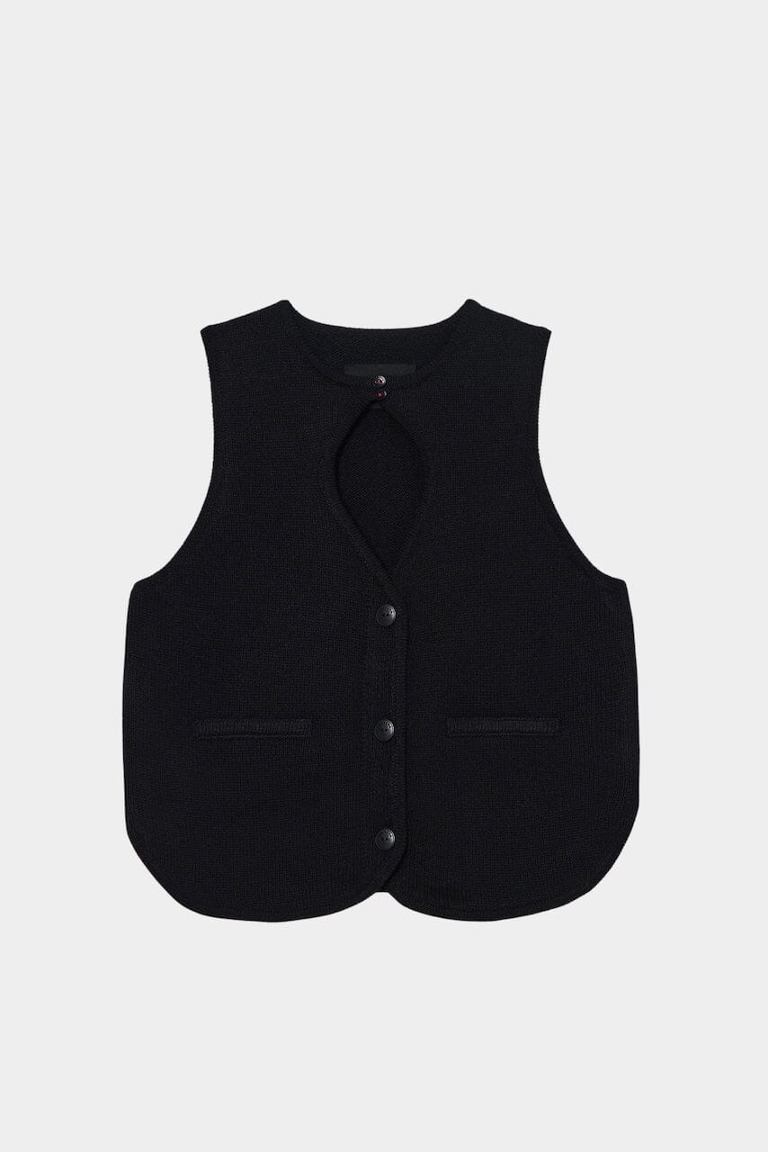 Cordera | Cut-Out Boat Neck Waistcoat In Black - SHOP YUCCA Vest CORDERA - YUCCA Yucca store Denver, women’s clothing boutique near me, high quality capsule wardrobe, boutiques near me, women’s high quality knitwear