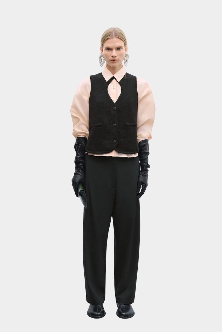 Cordera - Cut-Out Boat Neck Waistcoat - Black - Vest - YUCCA, Yucca store Denver, women’s high quality knitwear.