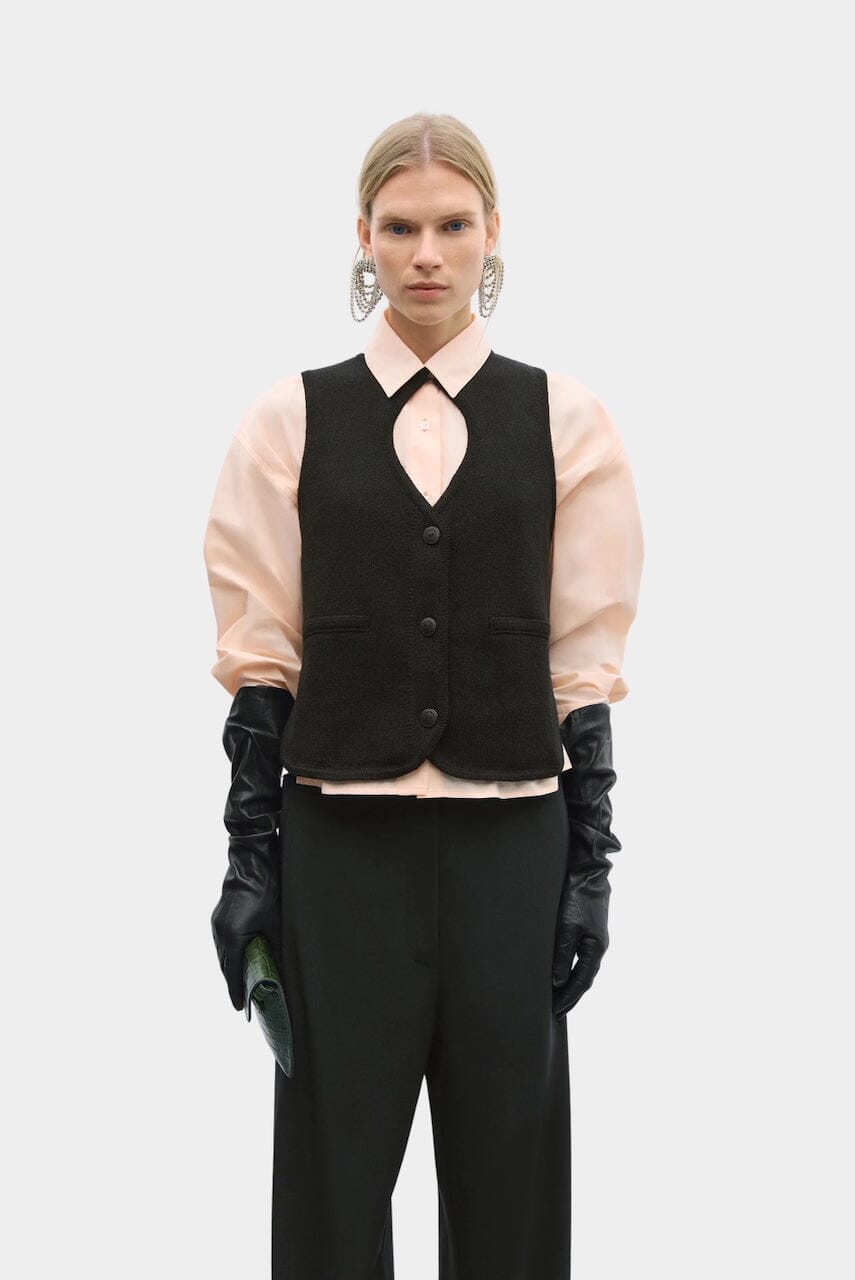 Cordera | Cut-Out Boat Neck Waistcoat In Black - SHOP YUCCA Vest CORDERA - YUCCA Yucca store Denver, women’s clothing boutique near me, high quality capsule wardrobe, boutiques near me, women’s high quality knitwear