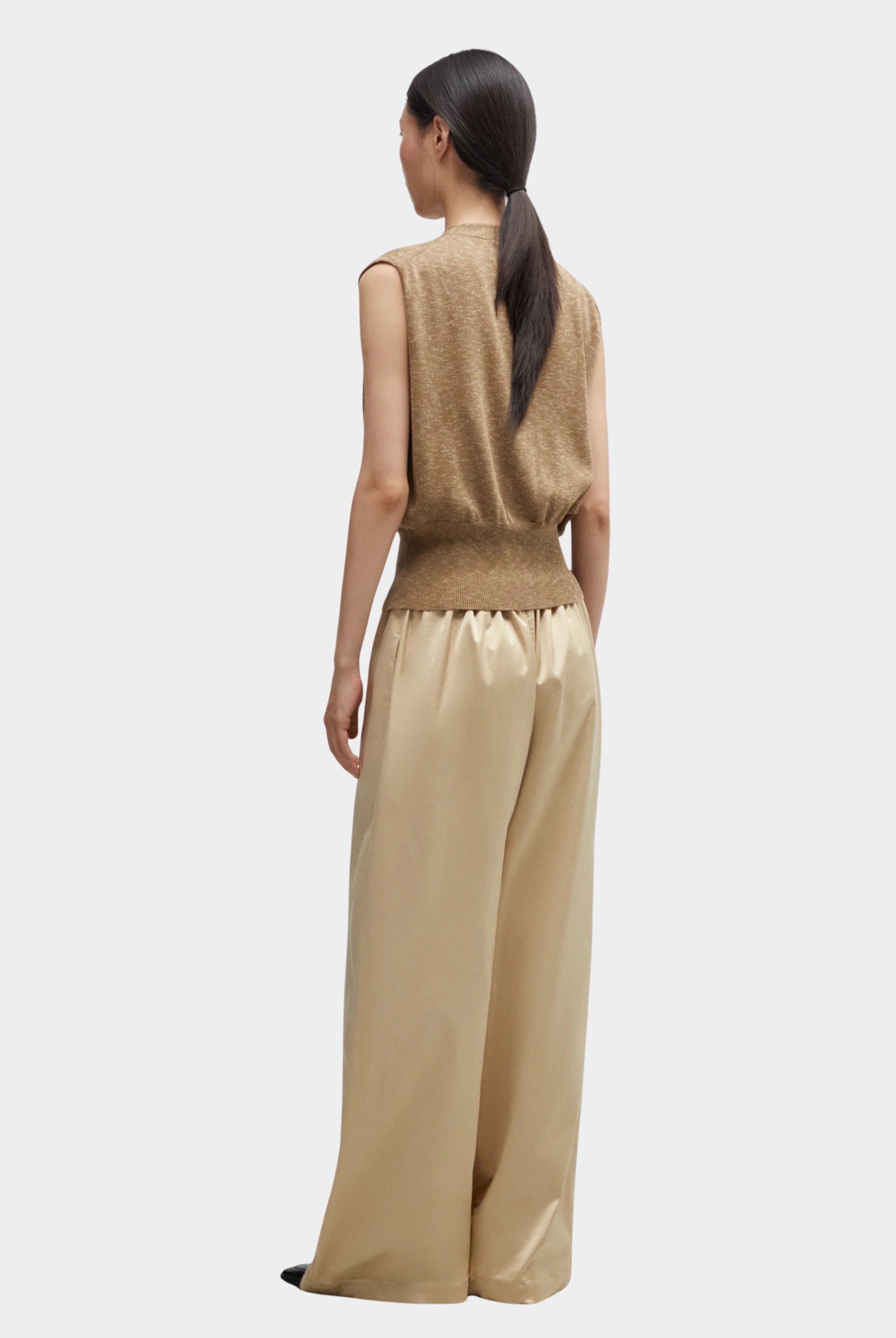 Cordera - Flecked Cotton Waistcoat - Copal - Top & Tees - YUCCA, cool clothes for women, women’s clothing store Denver.