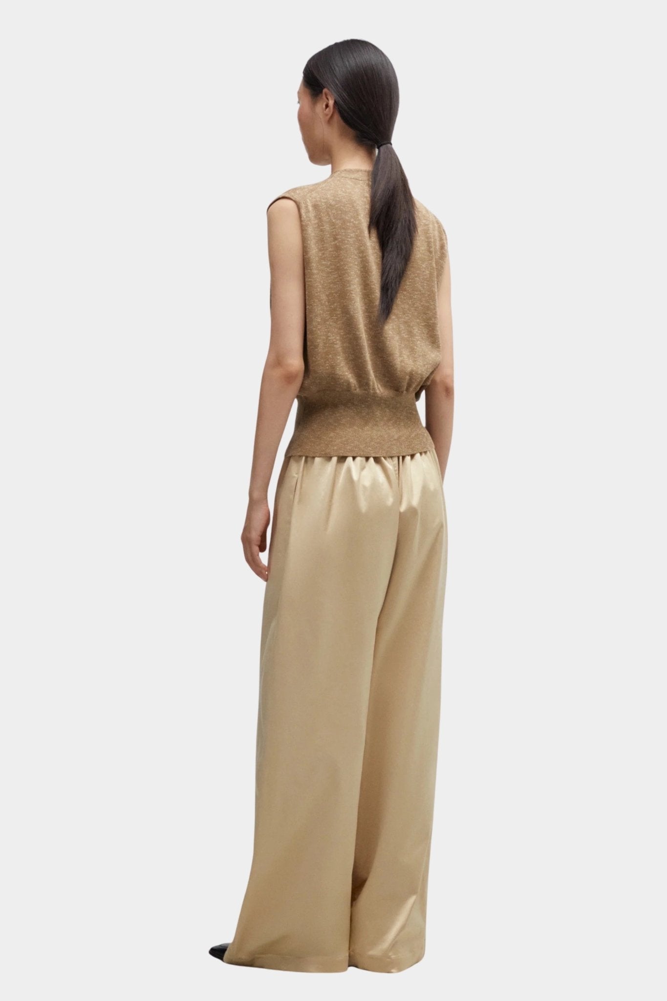 Cordera - Flecked Cotton Waistcoat - Copal - Top & Tees - YUCCA, cool clothes for women, women’s clothing store Denver.