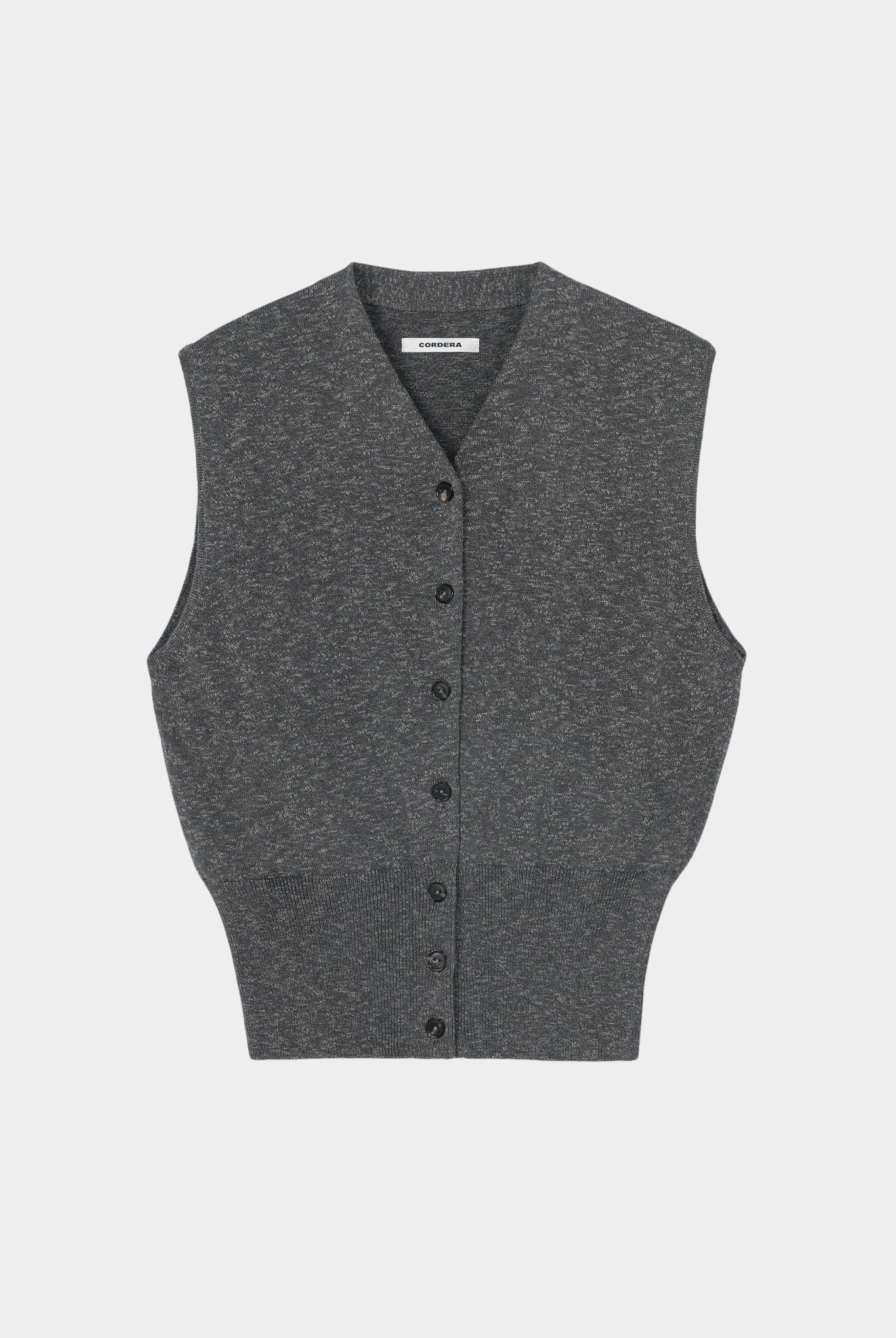 Cordera - Flecked Cotton Waistcoat - Grey - Top & Tees - YUCCA, cool clothes for women, women’s clothing store Denver.