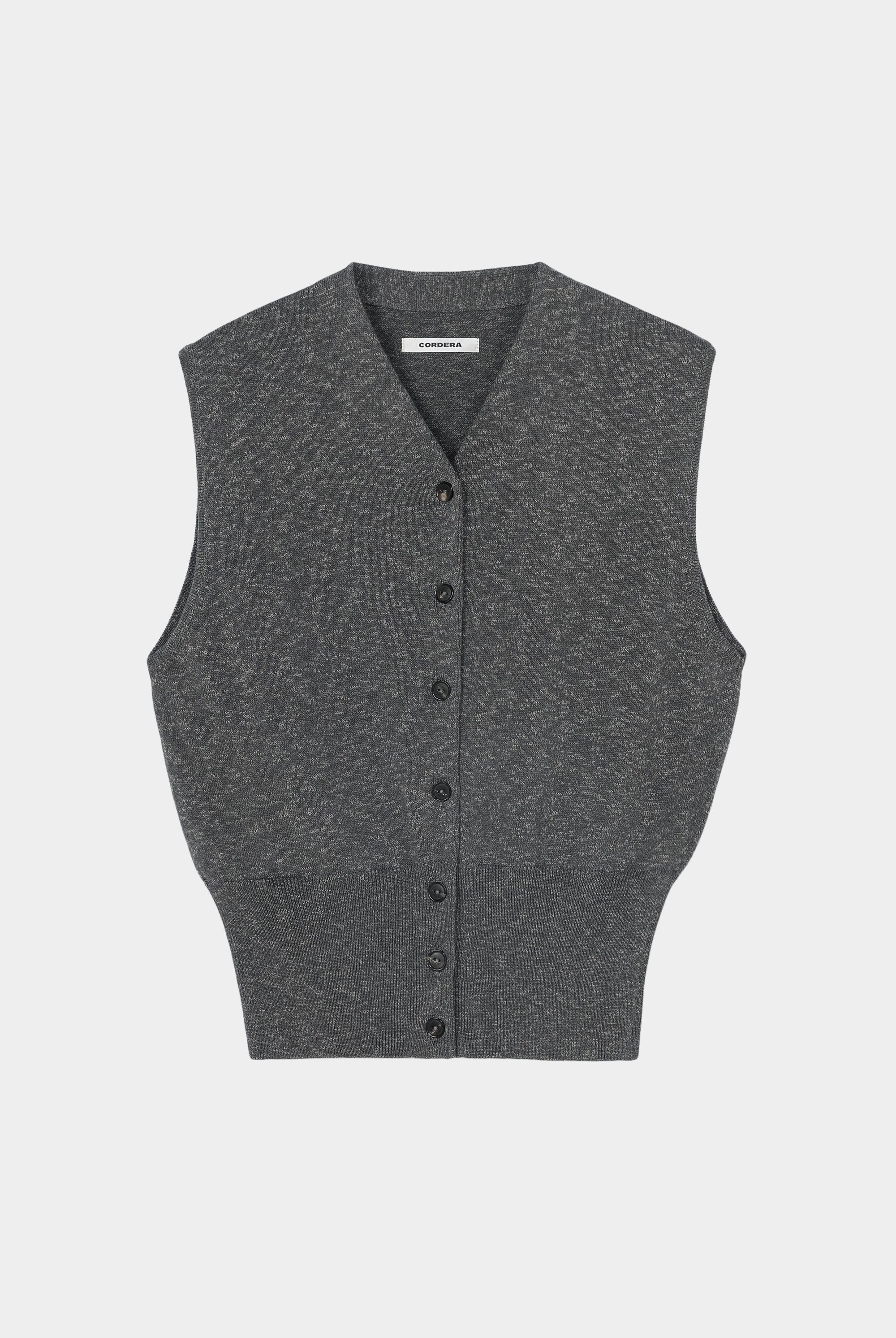 Cordera - Flecked Cotton Waistcoat - Grey - Top & Tees - YUCCA, cool clothes for women, women’s clothing store Denver.