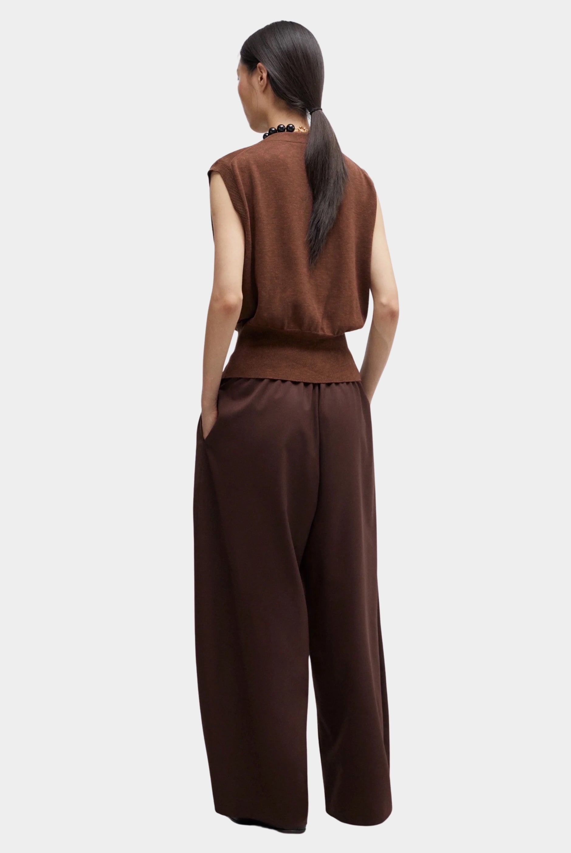 Cordera - Flecked Cotton Waistcoat - Russet - Top & Tees - YUCCA, cool clothes for women, women’s clothing store Denver.