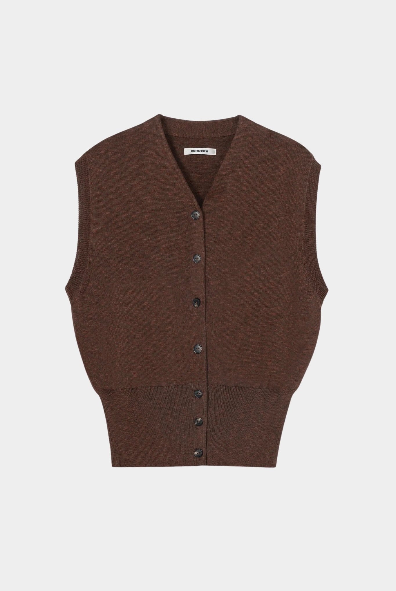Cordera - Flecked Cotton Waistcoat - Russet - Top & Tees - YUCCA, cool clothes for women, women’s clothing store Denver.