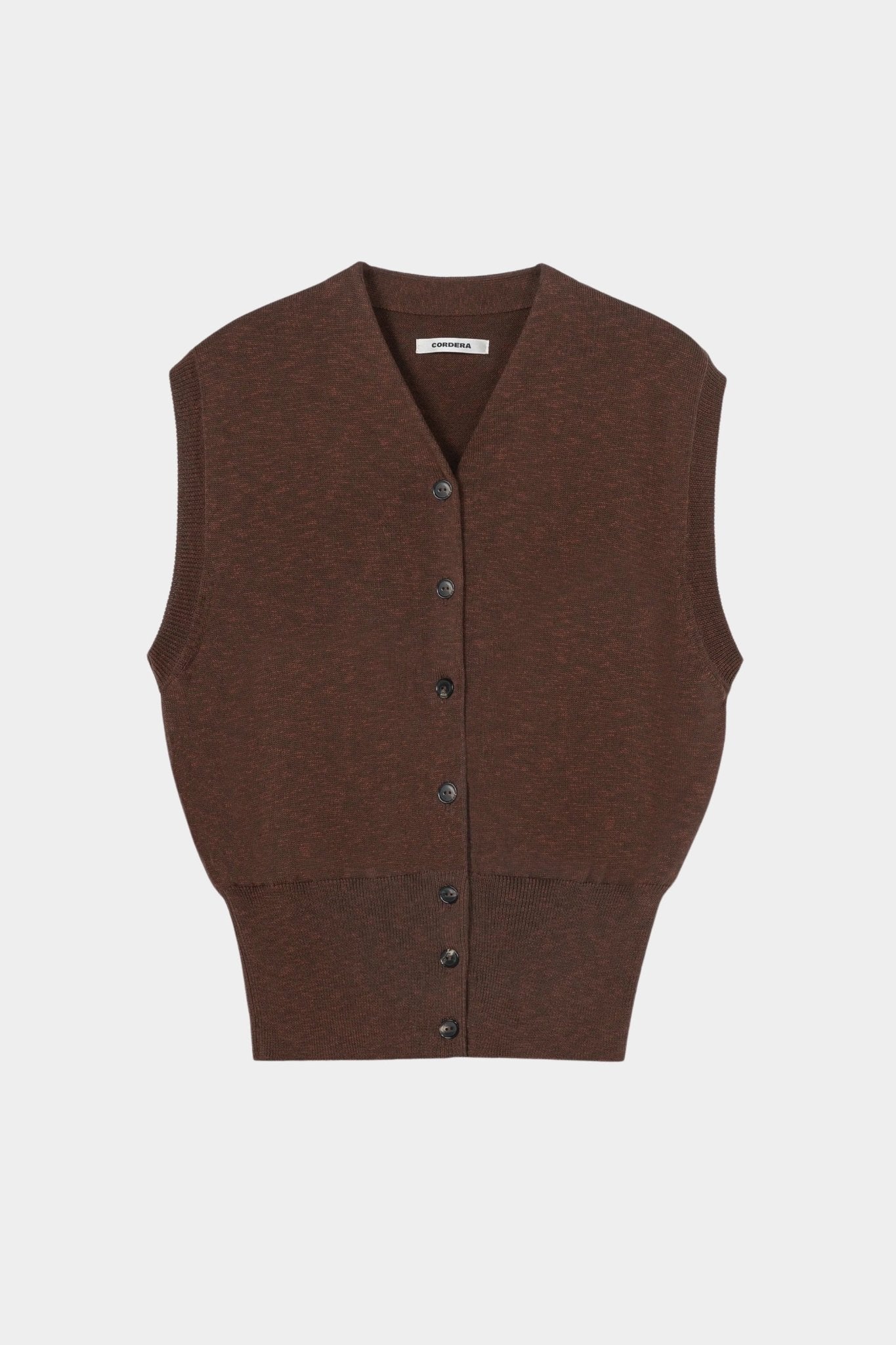 Cordera - Flecked Cotton Waistcoat - Russet - Top & Tees - YUCCA, cool clothes for women, women’s clothing store Denver.