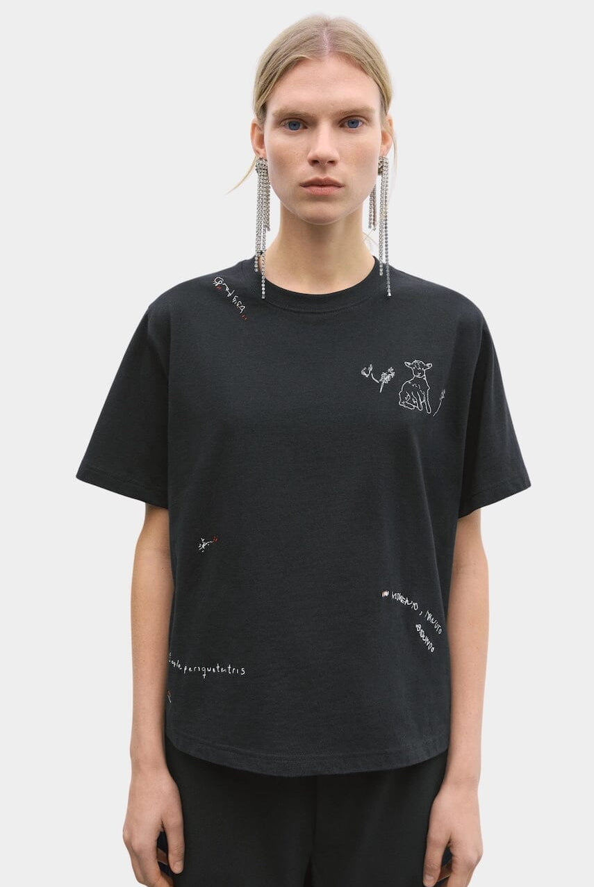 Cordera - Instante Embroidered Shirt - Black - Shirts & Tops - YUCCA, Yucca store Denver, women’s clothing boutique near me.