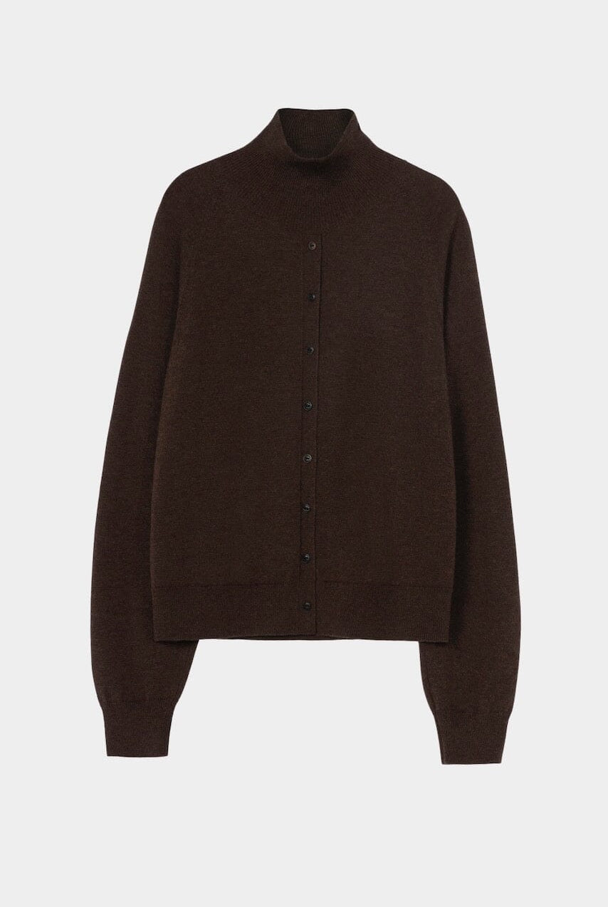 Cordera - Merino Wool Buttoned Sweater - Espresso - Knitwear - YUCCA, Yucca store Denver, women’s high quality sweaters.