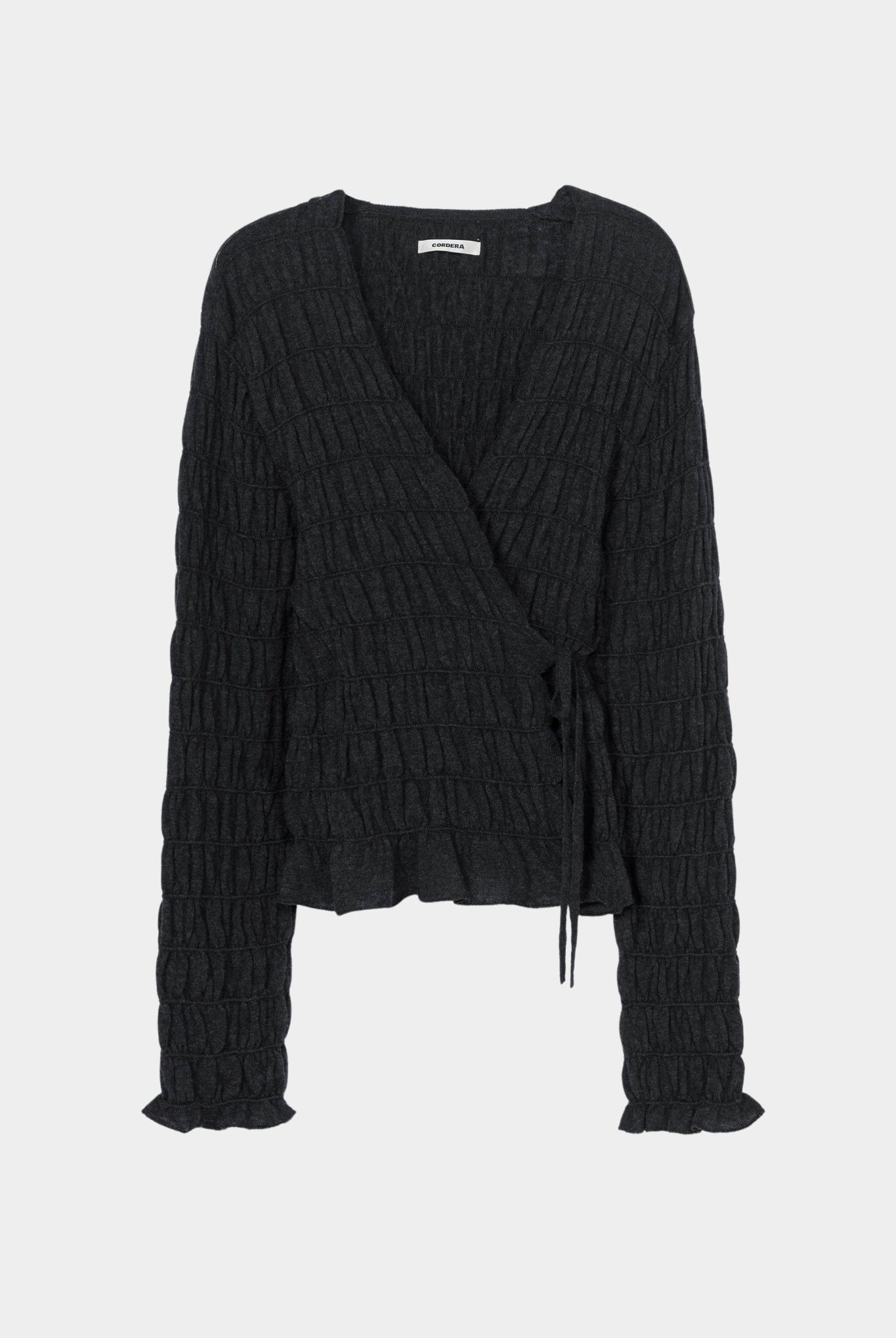 Cordera - Merino Wool Gathered Cardigan - Anthracite - Sweaters & Knitwear - YUCCA, women’s clothing store Denver.