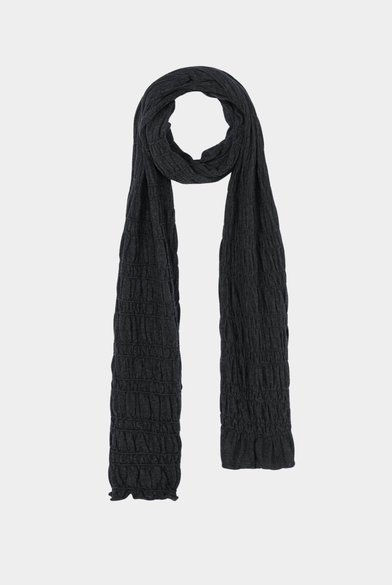 Cordera - Merino Wool Gathered Wrap - Anthracite - Accessories - YUCCA, chic women's clothes, women’s clothing store Denver.