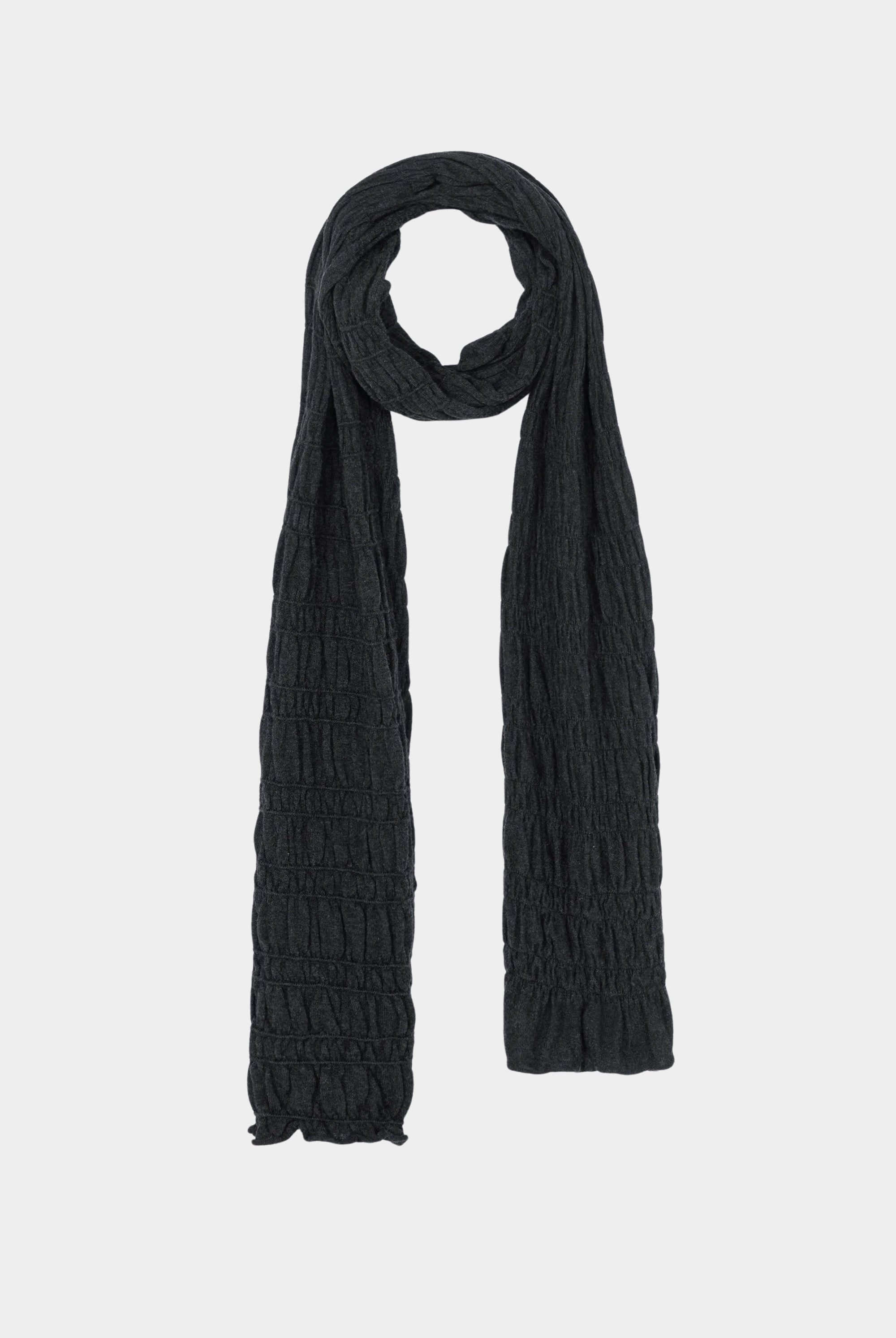 Cordera - Merino Wool Gathered Wrap - Anthracite - Accessories - YUCCA, chic women's clothes, women’s clothing store Denver.
