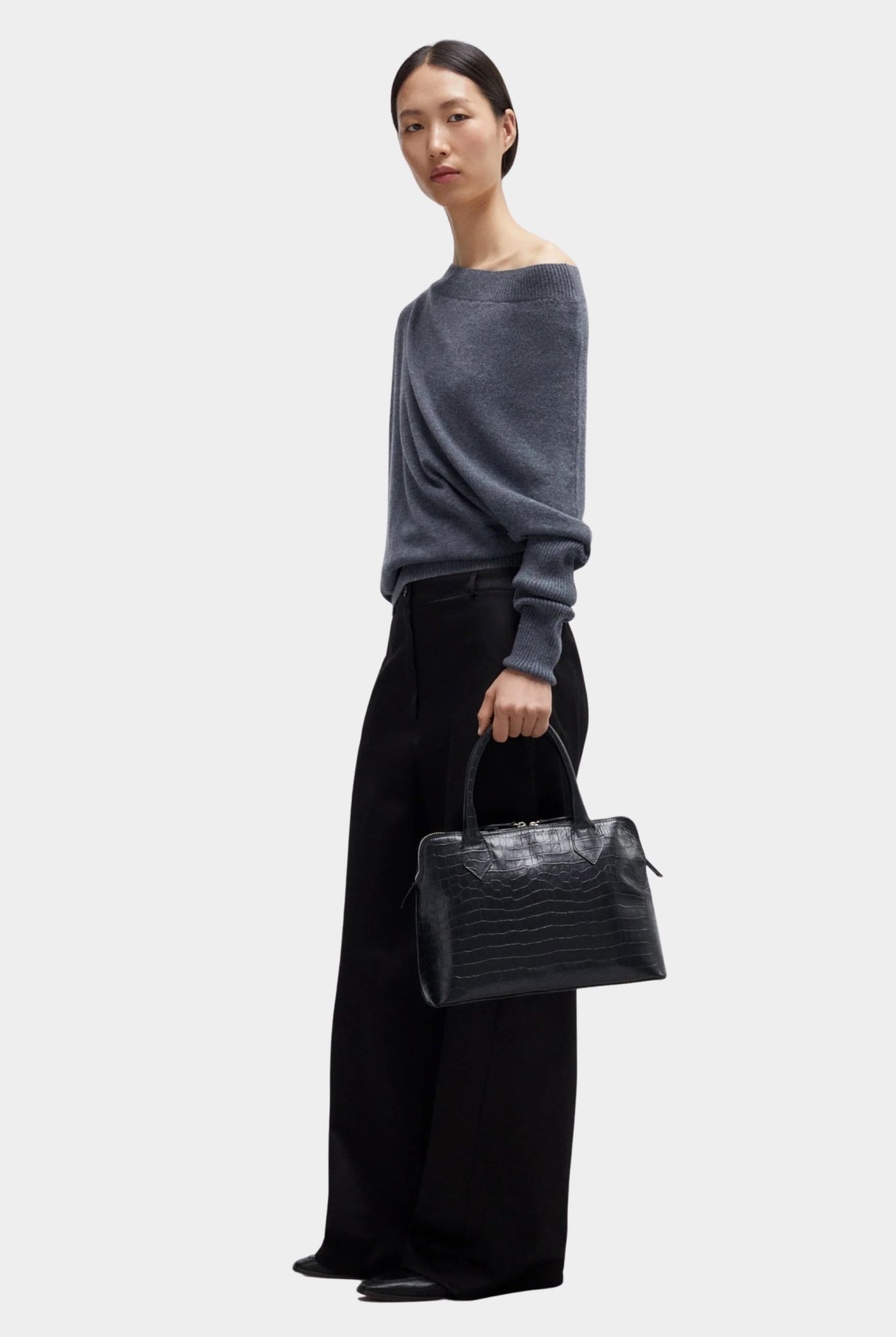 Cordera - Merino Wool Off Shoulder Sweater - Grey - Sweaters & Knitwear - YUCCA, chic clothes, women’s clothing store Denver.