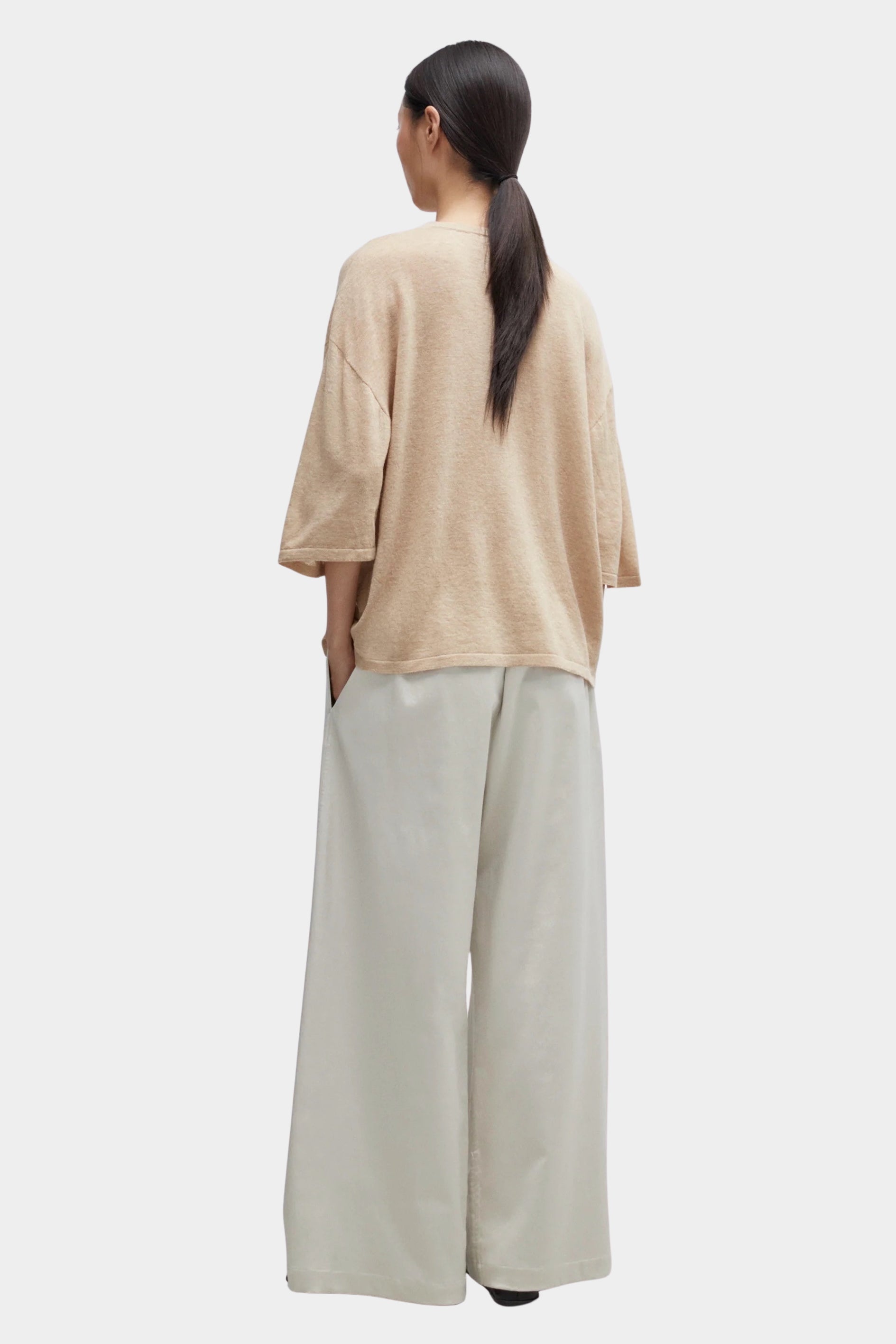 Cordera - Merino Wool Oversized Shirt - Beige - Shirts & Tops - YUCCA, chic outfits for women, women’s clothing store Denver.
