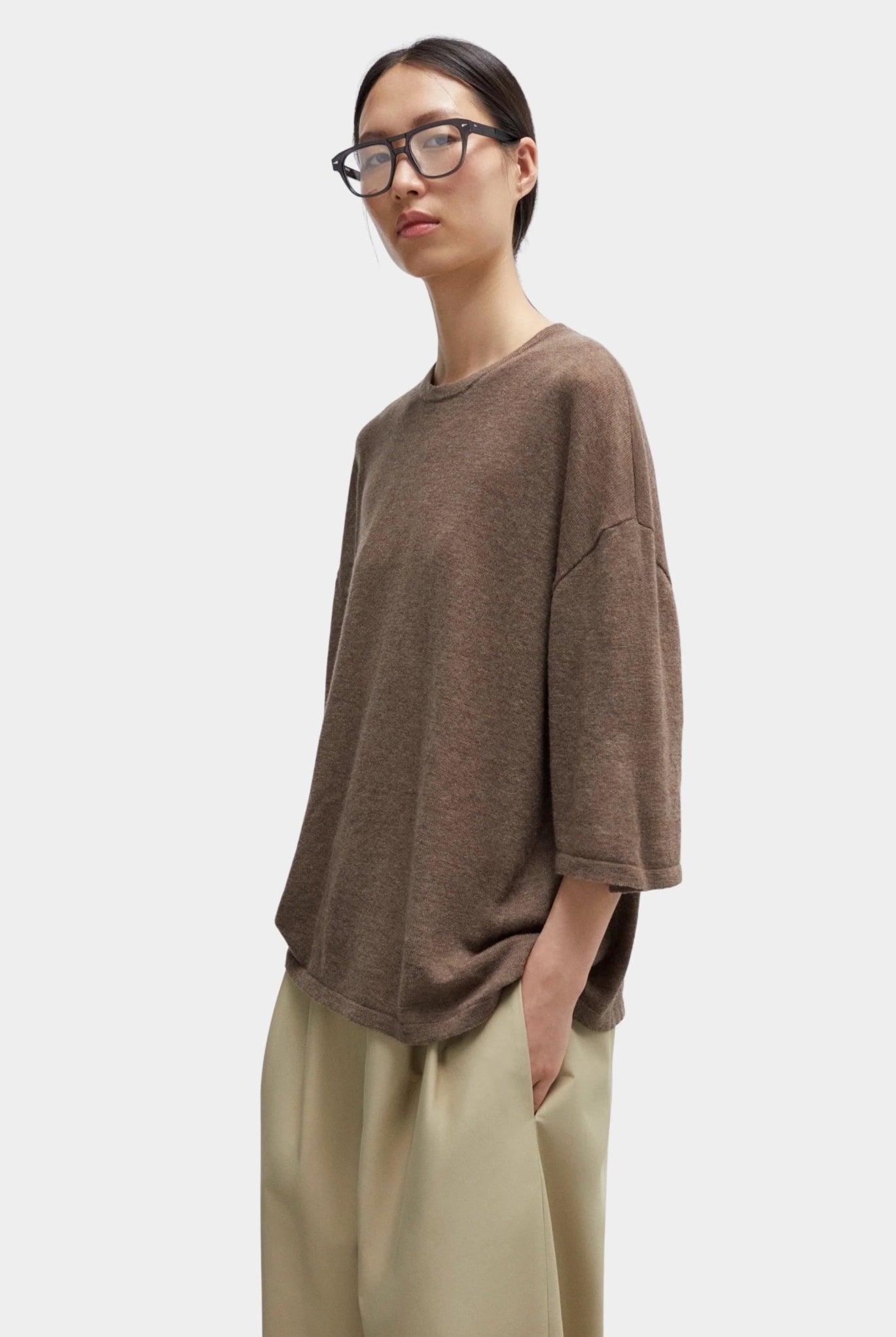 Cordera - Merino Wool Oversized T Shirt - Deep Taupe - Shirts & Tops - YUCCA, chic outfits, women’s clothing store Denver.
