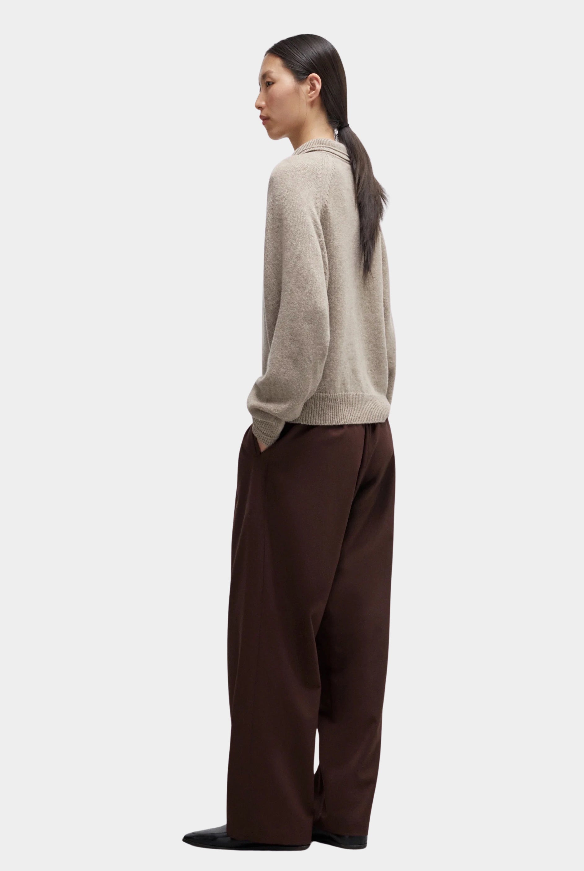 Cordera - Merino Wool Polo Sweater - Taupe - Sweaters & Knitwear - YUCCA, classy clothes, women’s clothing store Denver.