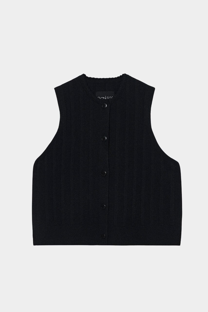 Cordera - Merino Wool Ribbed Waistcoat - Black - Shirts & Tops - YUCCA, Yucca store Denver, women’s high quality tops.