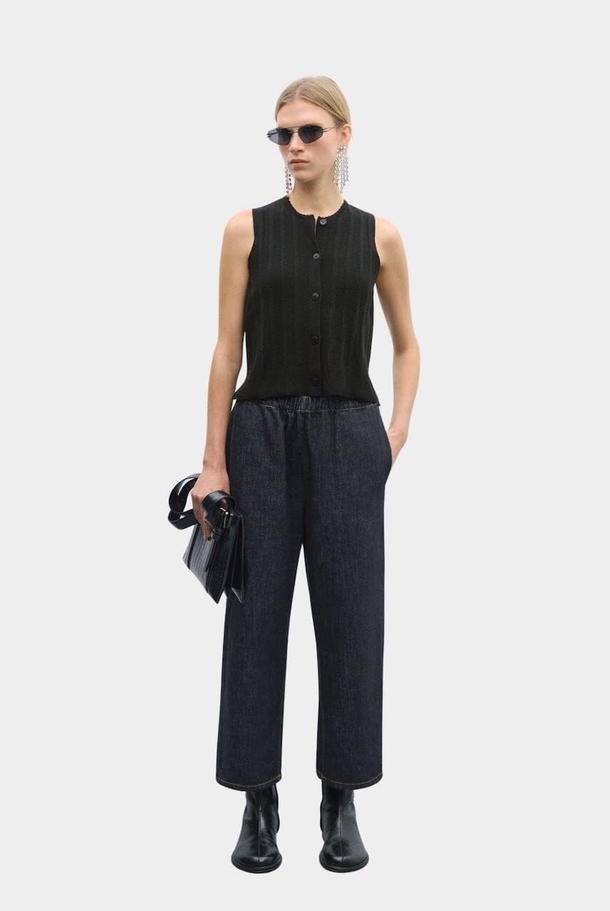 Cordera - Merino Wool Ribbed Waistcoat - Black - Shirts & Tops - YUCCA, Yucca store Denver, women’s high quality tops.