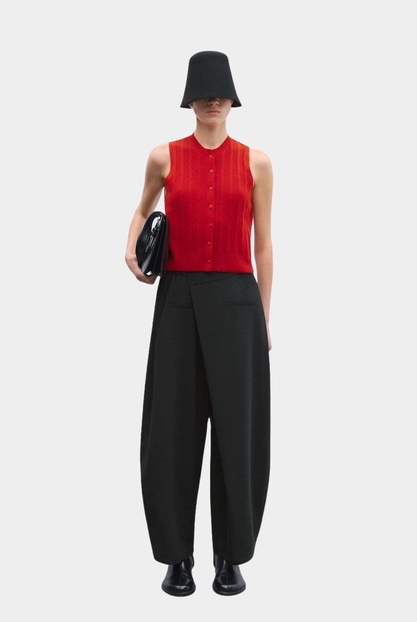 Cordera - Merino Wool Ribbed Waistcoat - Red - Shirts & Tops - YUCCA, Yucca store Denver, women’s high quality tops.