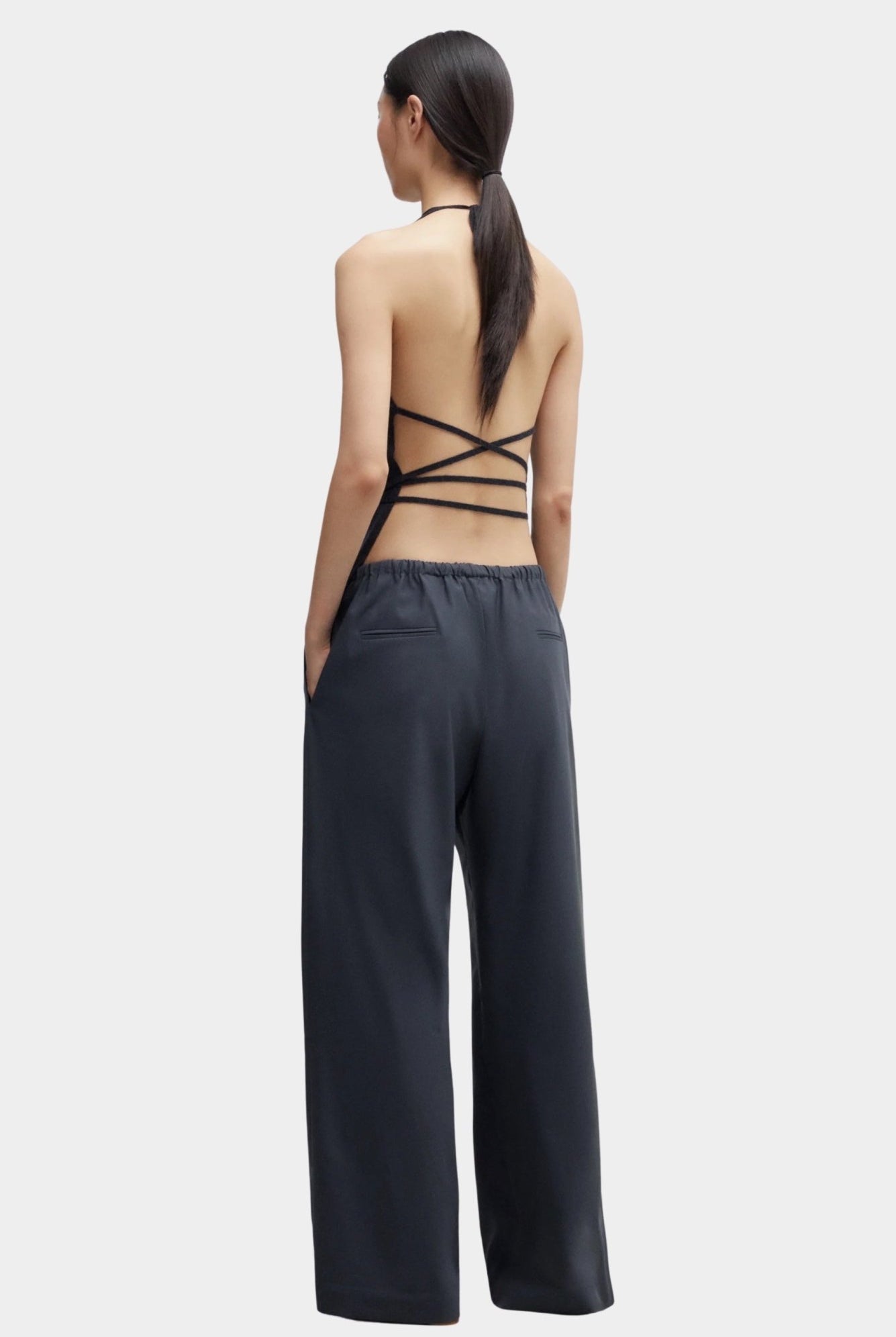 Cordera - Merino Wool Tie Top - Anthracite - Shirts & Tops - YUCCA, chic outfits for women, women’s clothing store Denver.