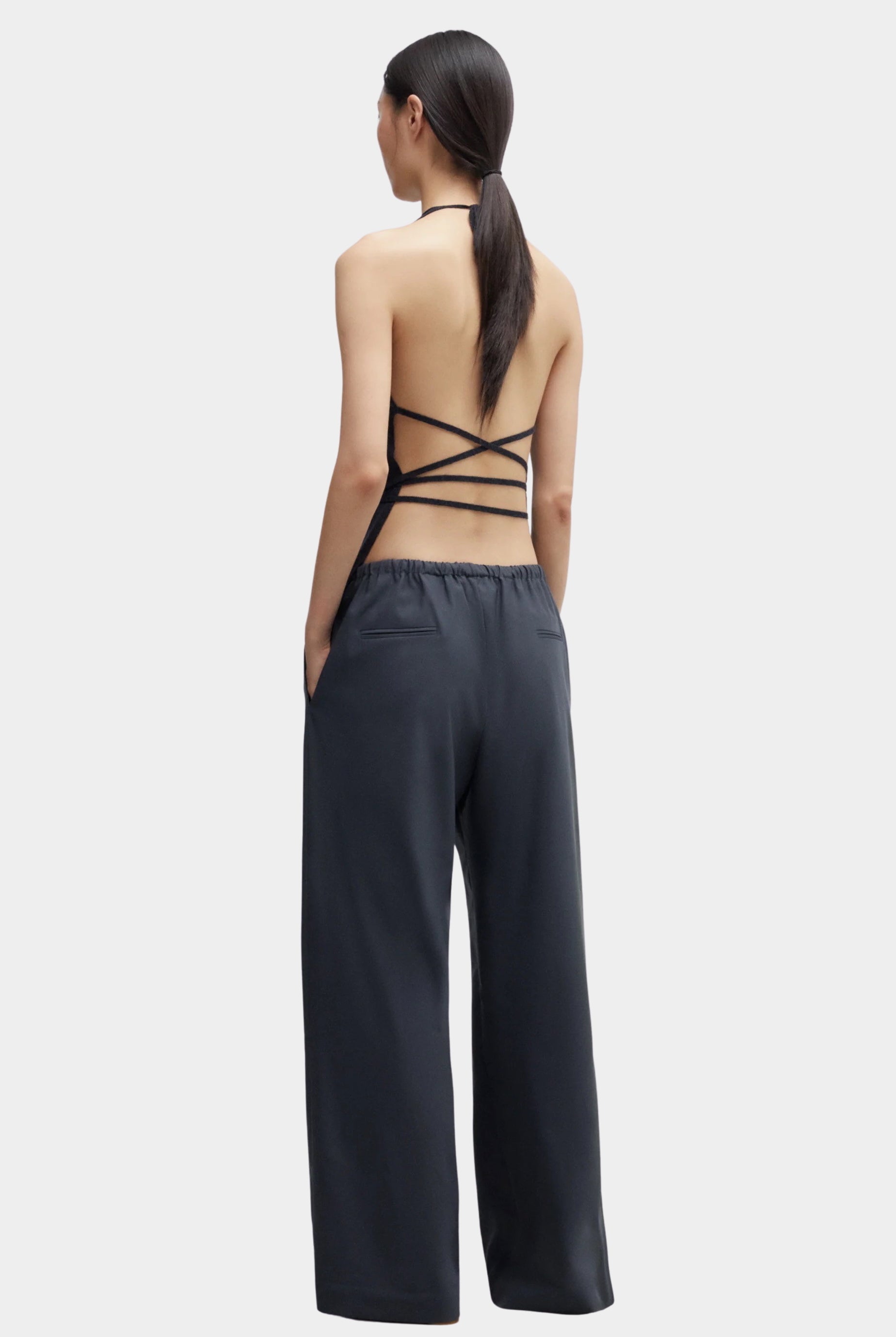 Cordera - Merino Wool Tie Top - Anthracite - Shirts & Tops - YUCCA, chic outfits for women, women’s clothing store Denver.