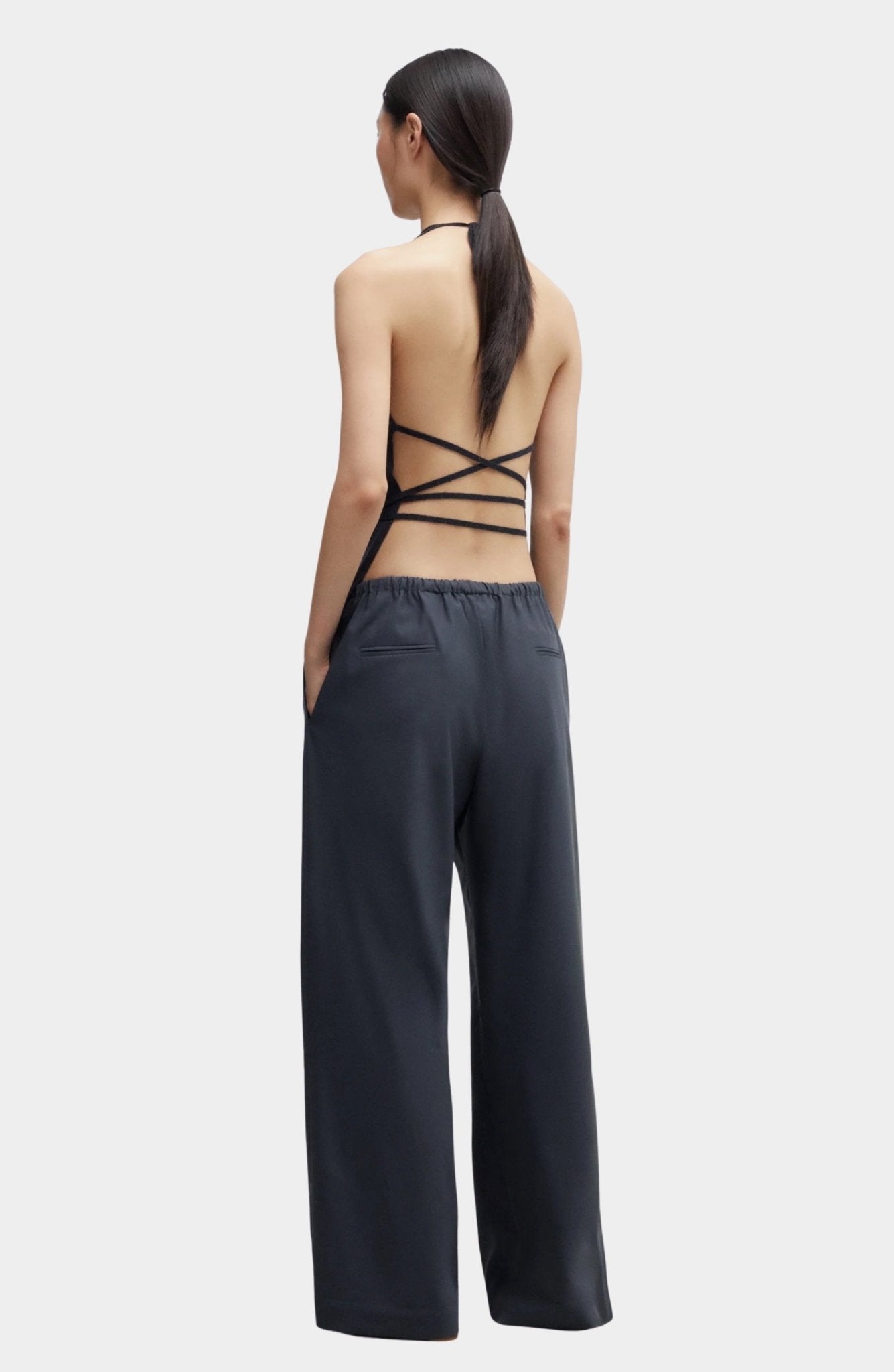 Cordera - Merino Wool Tie Top - Anthracite - Shirts & Tops - YUCCA, chic outfits for women, women’s clothing store Denver.