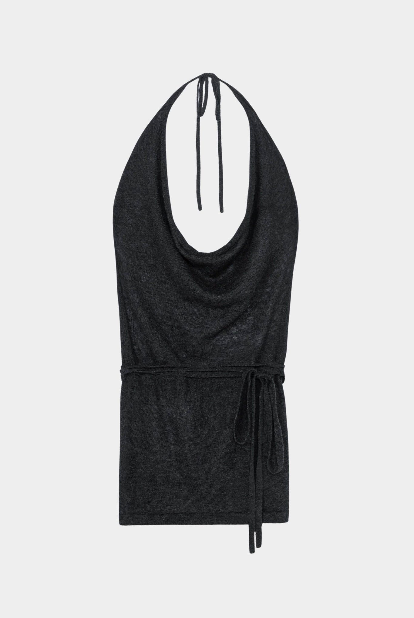 Cordera - Merino Wool Tie Top - Anthracite - Shirts & Tops - YUCCA, chic outfits for women, women’s clothing store Denver.