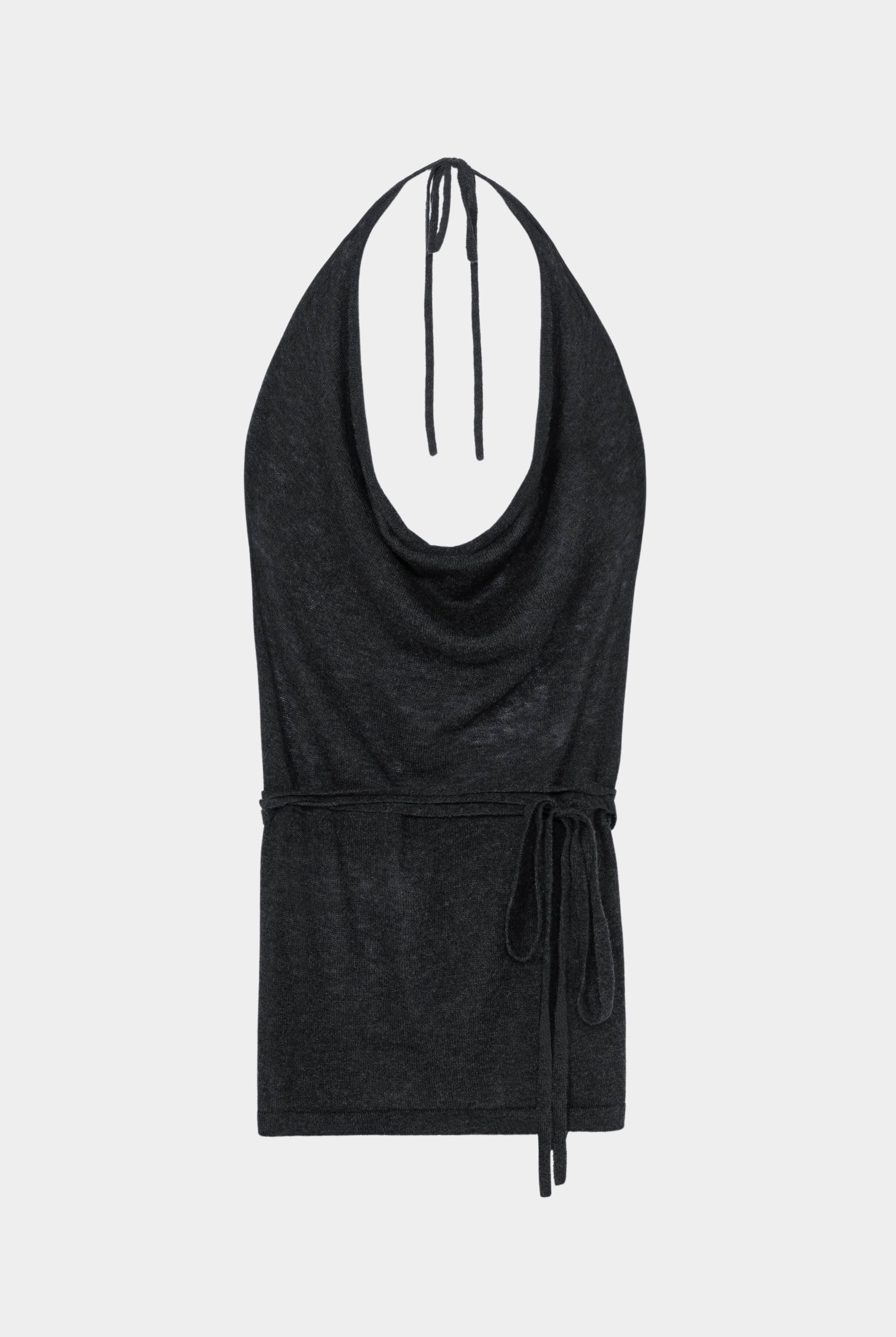 Cordera - Merino Wool Tie Top - Anthracite - Shirts & Tops - YUCCA, chic outfits for women, women’s clothing store Denver.