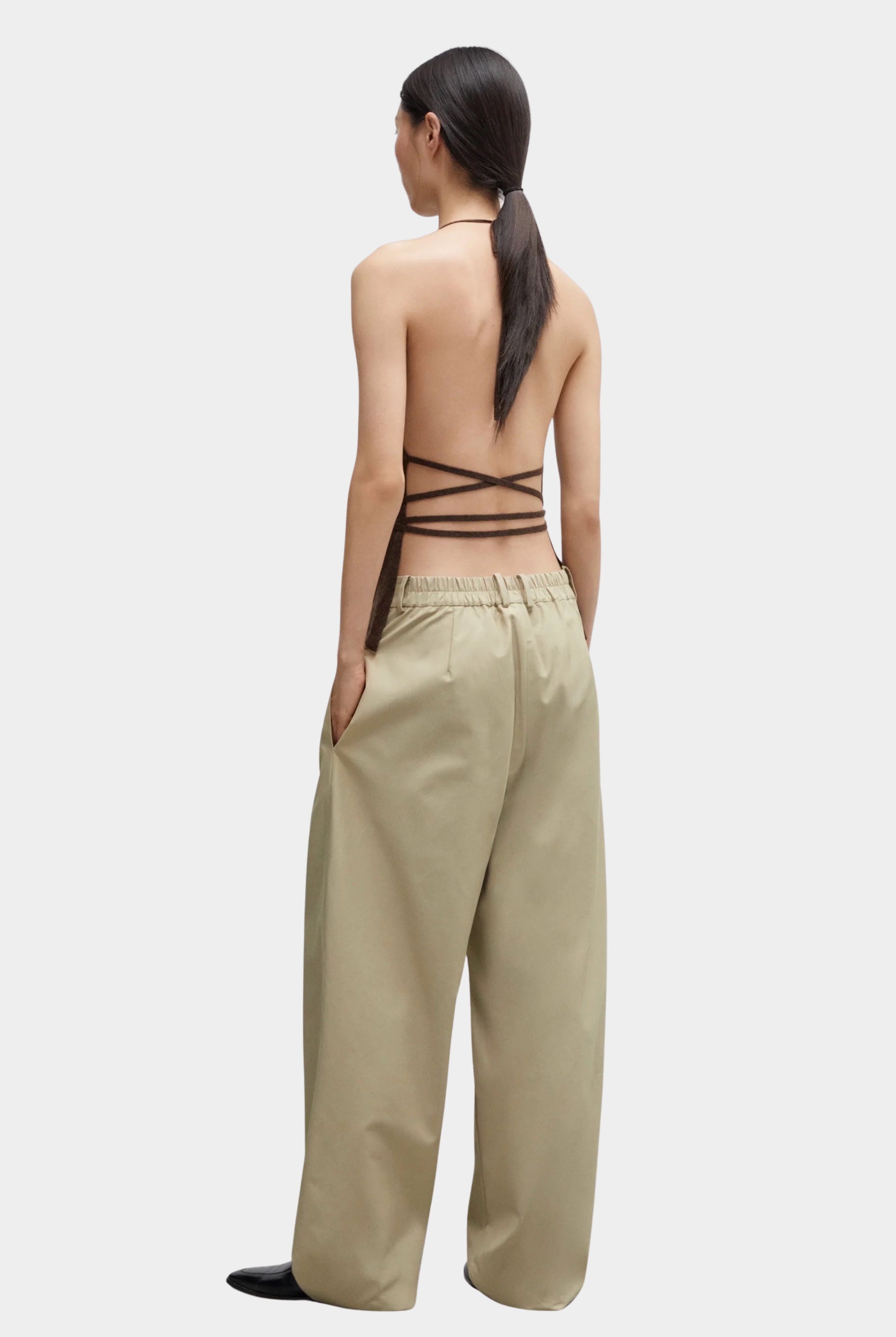 Cordera - Merino Wool Tie Top - Brown - Shirts & Tops - YUCCA, chic outfits for women, women’s clothing store Denver.