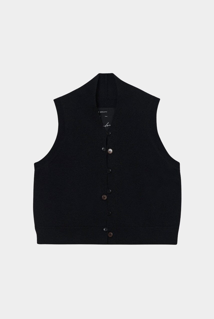Cordera - Merino Wool Waistcoat - Black - Vest - YUCCA, boutiques near me, women’s high quality tops.