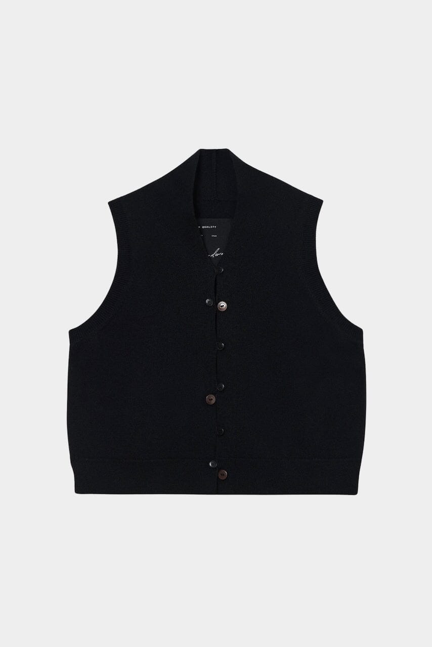 Cordera - Merino Wool Waistcoat - Black - Vest - YUCCA, boutiques near me, women’s high quality tops.