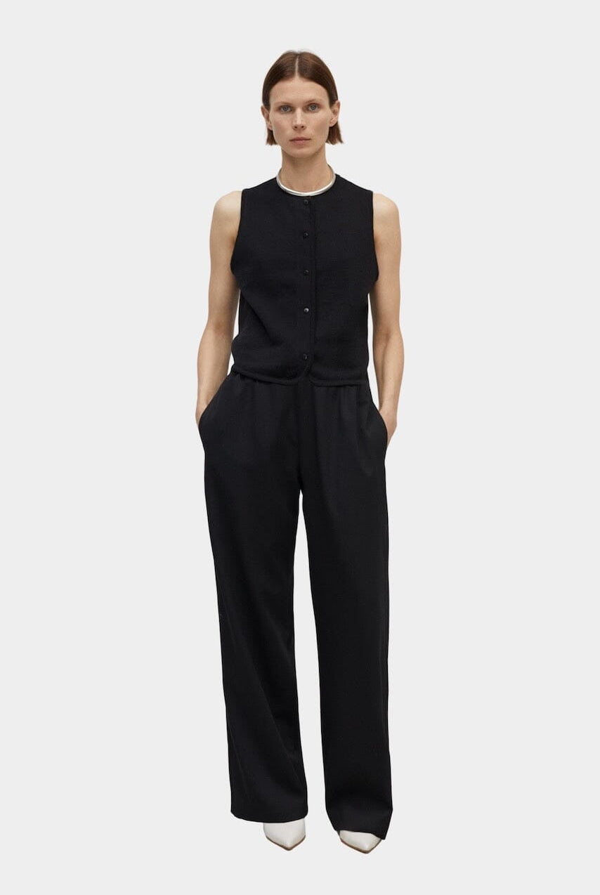 Cordera - Merino Wool Waistcoat - Black - Tops & Tees - YUCCA, Artistic clothing for women, boutique stores near me.