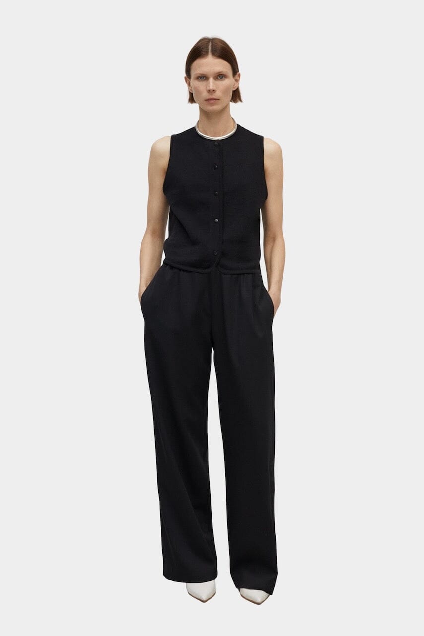 Cordera - Merino Wool Waistcoat - Black - Tops & Tees - YUCCA, Artistic clothing for women, boutique stores near me.