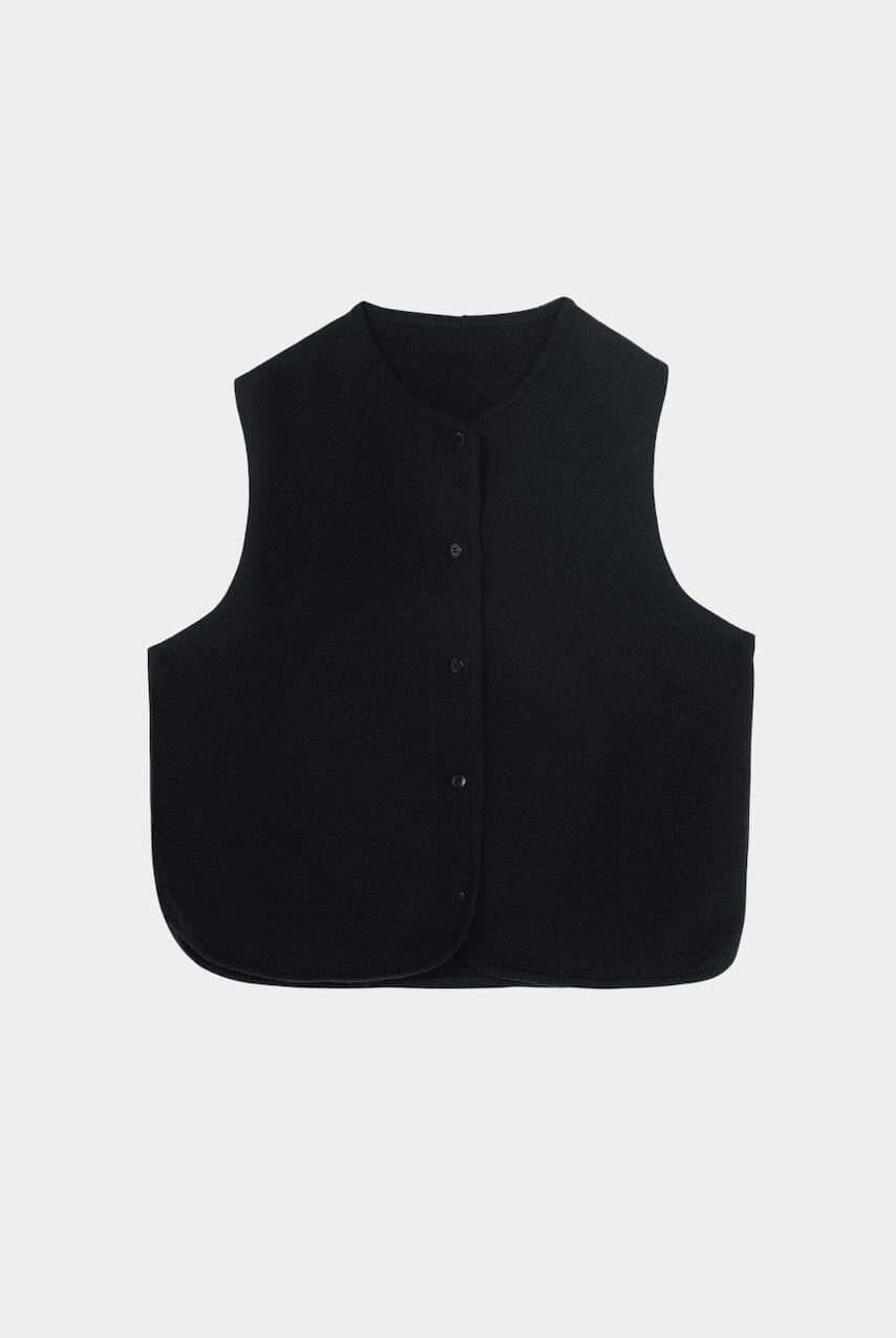 Cordera - Merino Wool Waistcoat - Black - Tops & Tees - YUCCA, Artistic clothing for women, boutique stores near me.