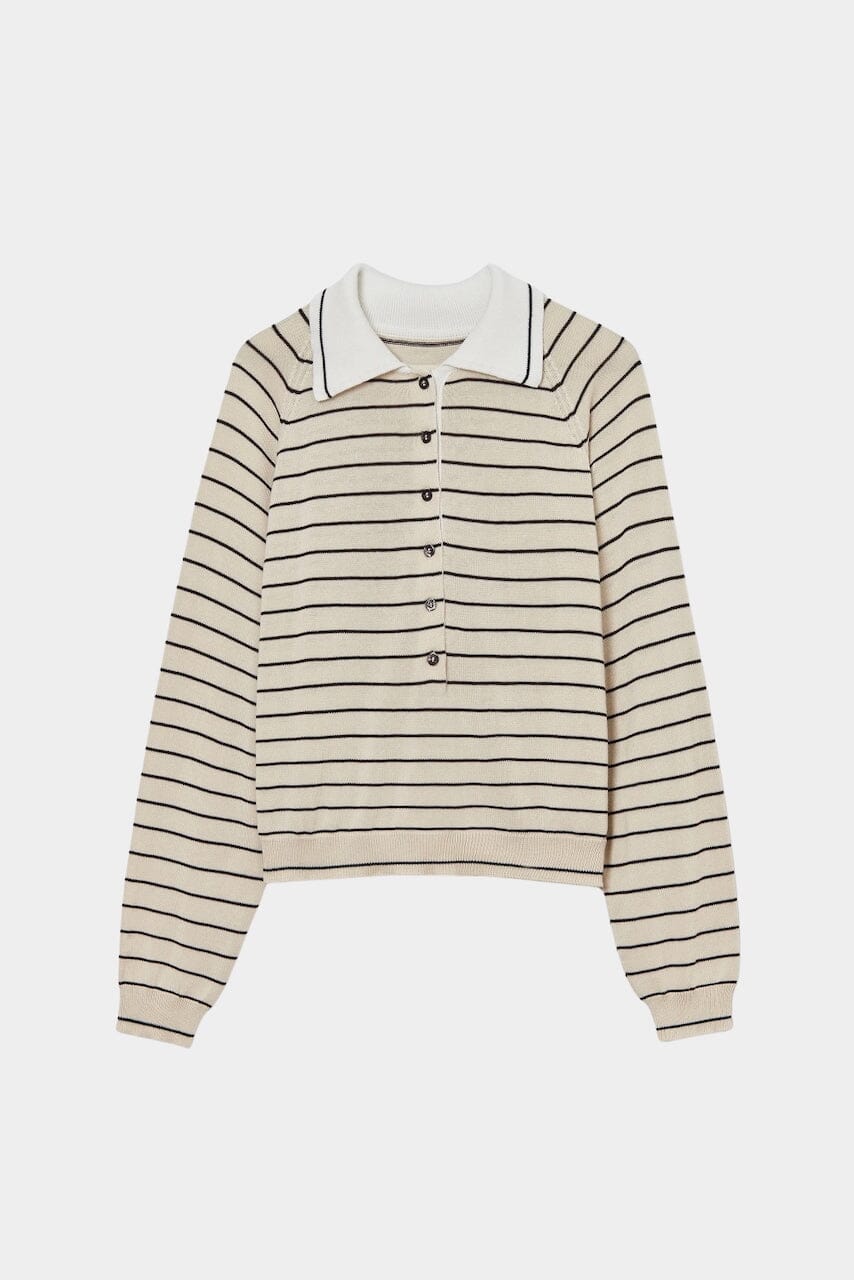 Cordera | Organic Cotton Striped Polo - SHOP YUCCA Sweater CORDERA - YUCCA Yucca store Denver, women’s clothing boutique near me, high quality capsule wardrobe, boutiques near me, women’s high quality sweaters