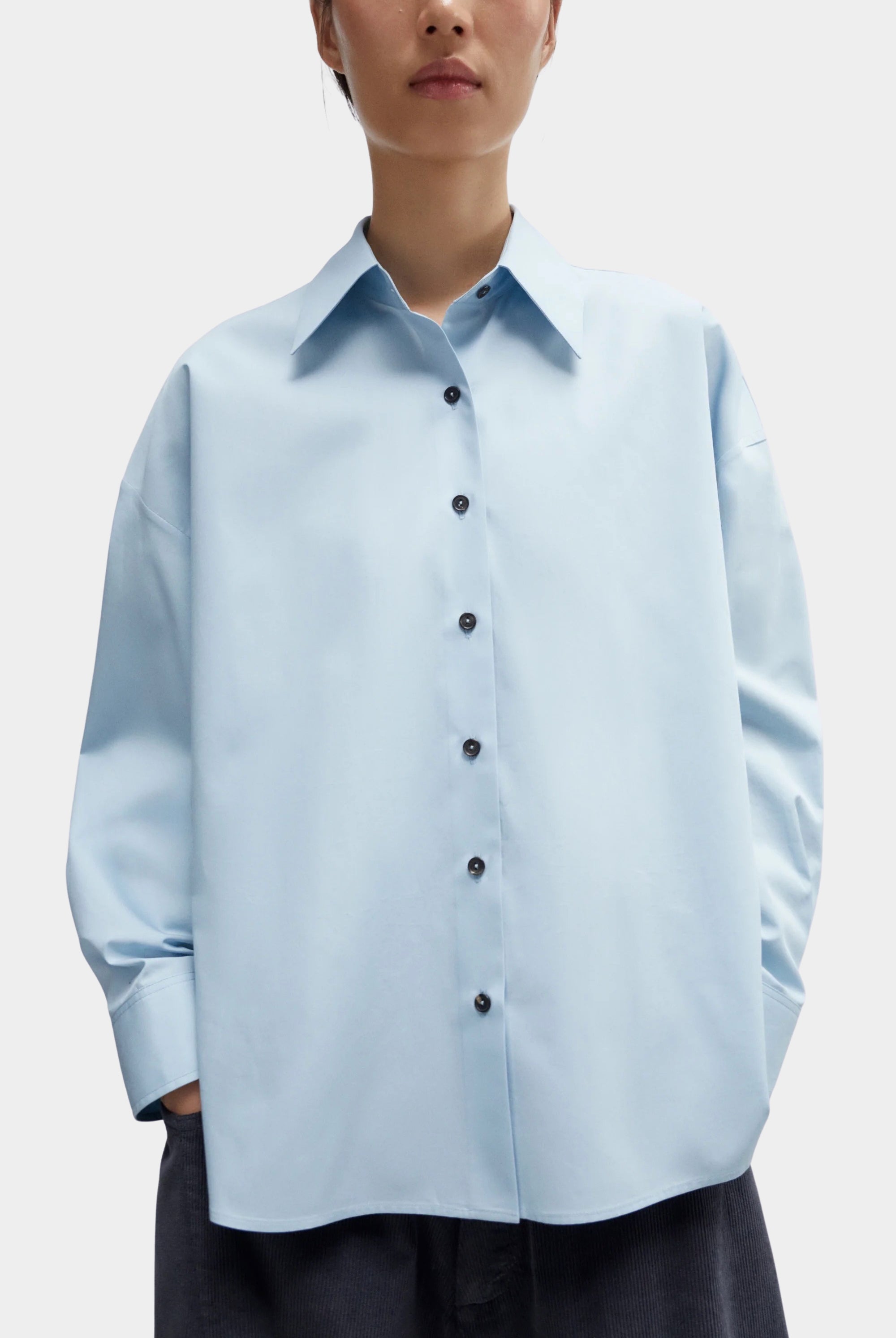 Cordera - Oversized Shirt - Baby Blue - Shirts & Tops - YUCCA, chic outfits for women, women’s clothing store Denver.