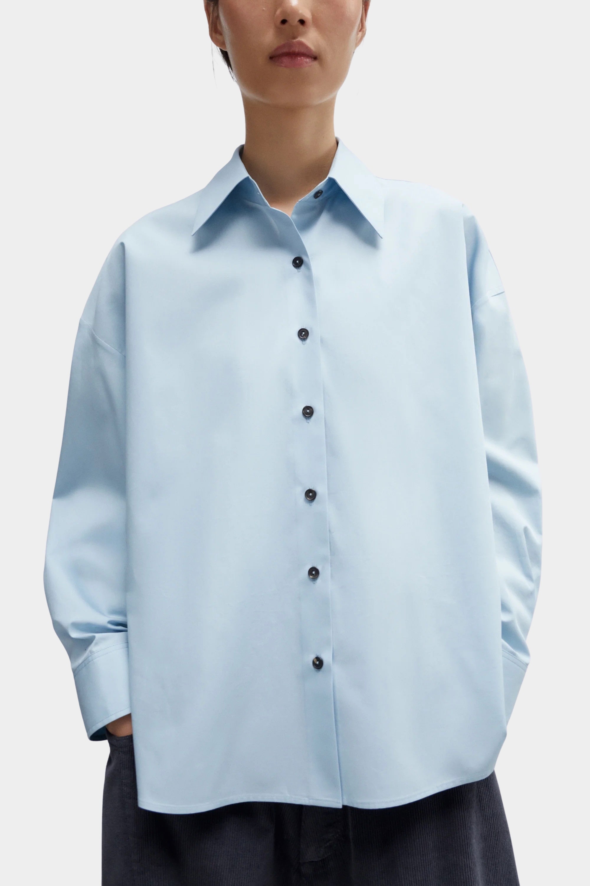 Cordera - Oversized Shirt - Baby Blue - Shirts & Tops - YUCCA, chic outfits for women, women’s clothing store Denver.