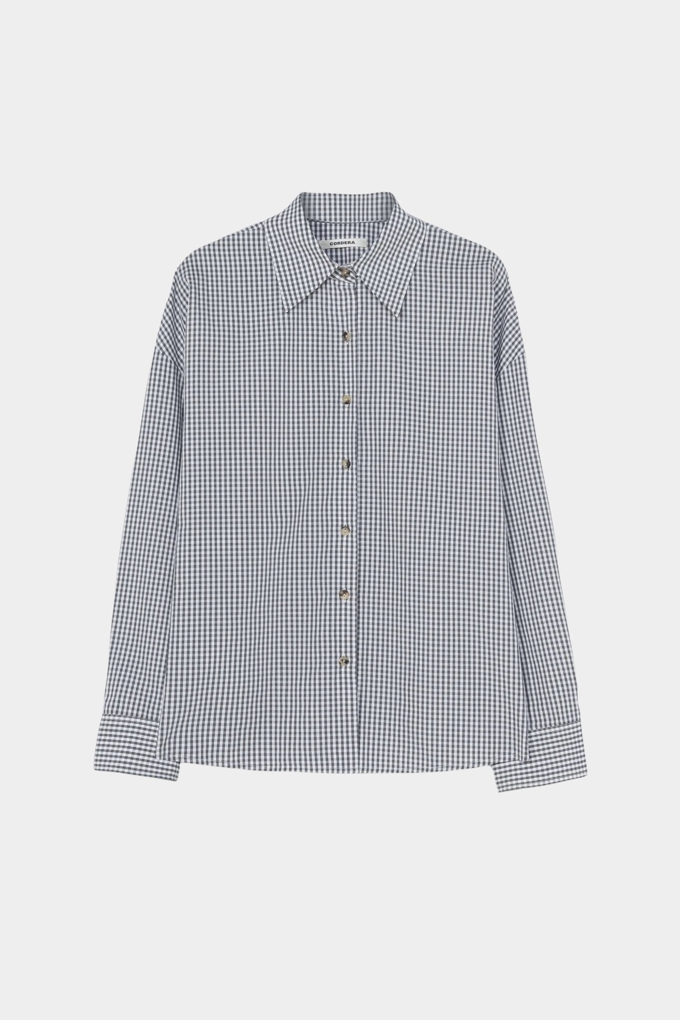 Cordera - Oversized Shirt Vichy - Grey - Shirts & Tops - YUCCA, chic outfits for women, women’s clothing store Denver.