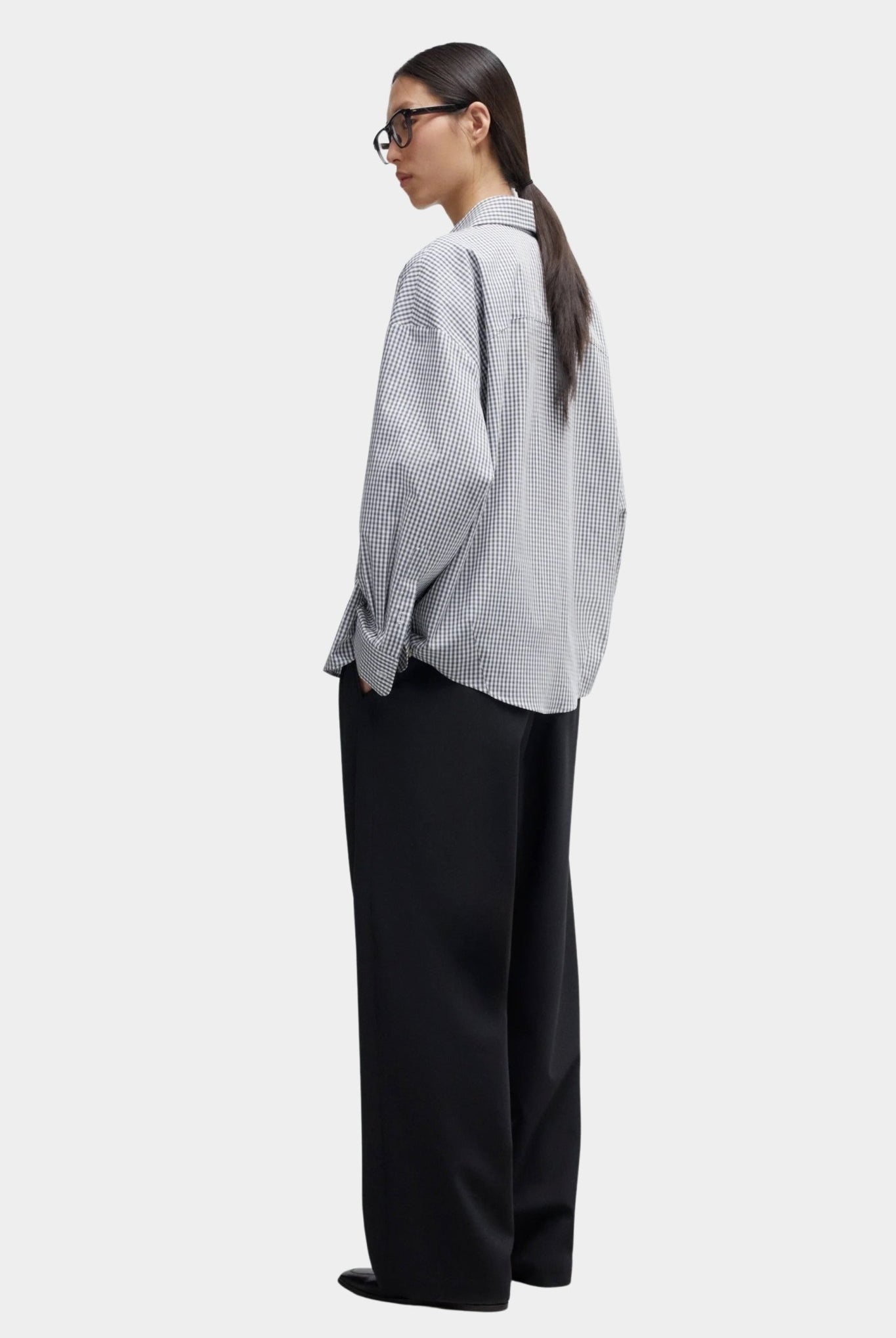 Cordera - Oversized Shirt Vichy - Grey - Shirts & Tops - YUCCA, chic outfits for women, women’s clothing store Denver.