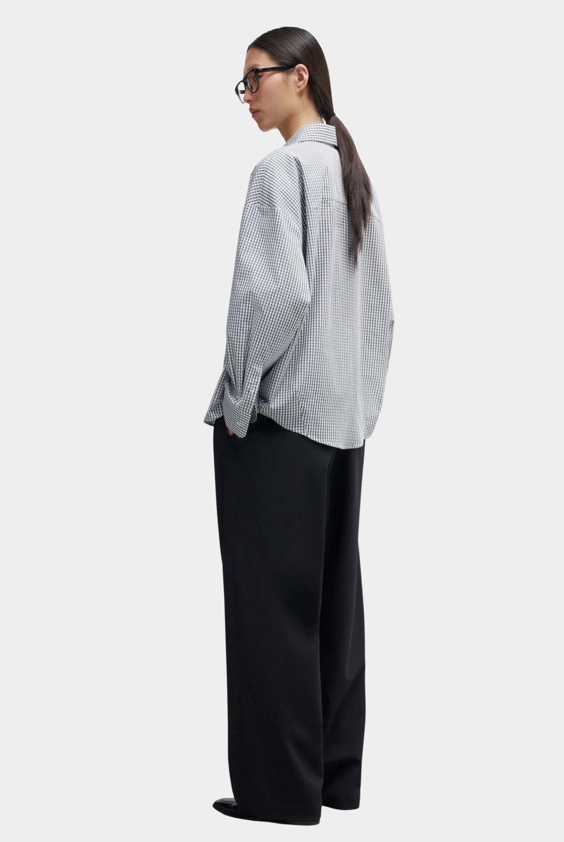 Cordera - Oversized Shirt Vichy - Grey - Shirts & Tops - YUCCA, chic outfits for women, women’s clothing store Denver.